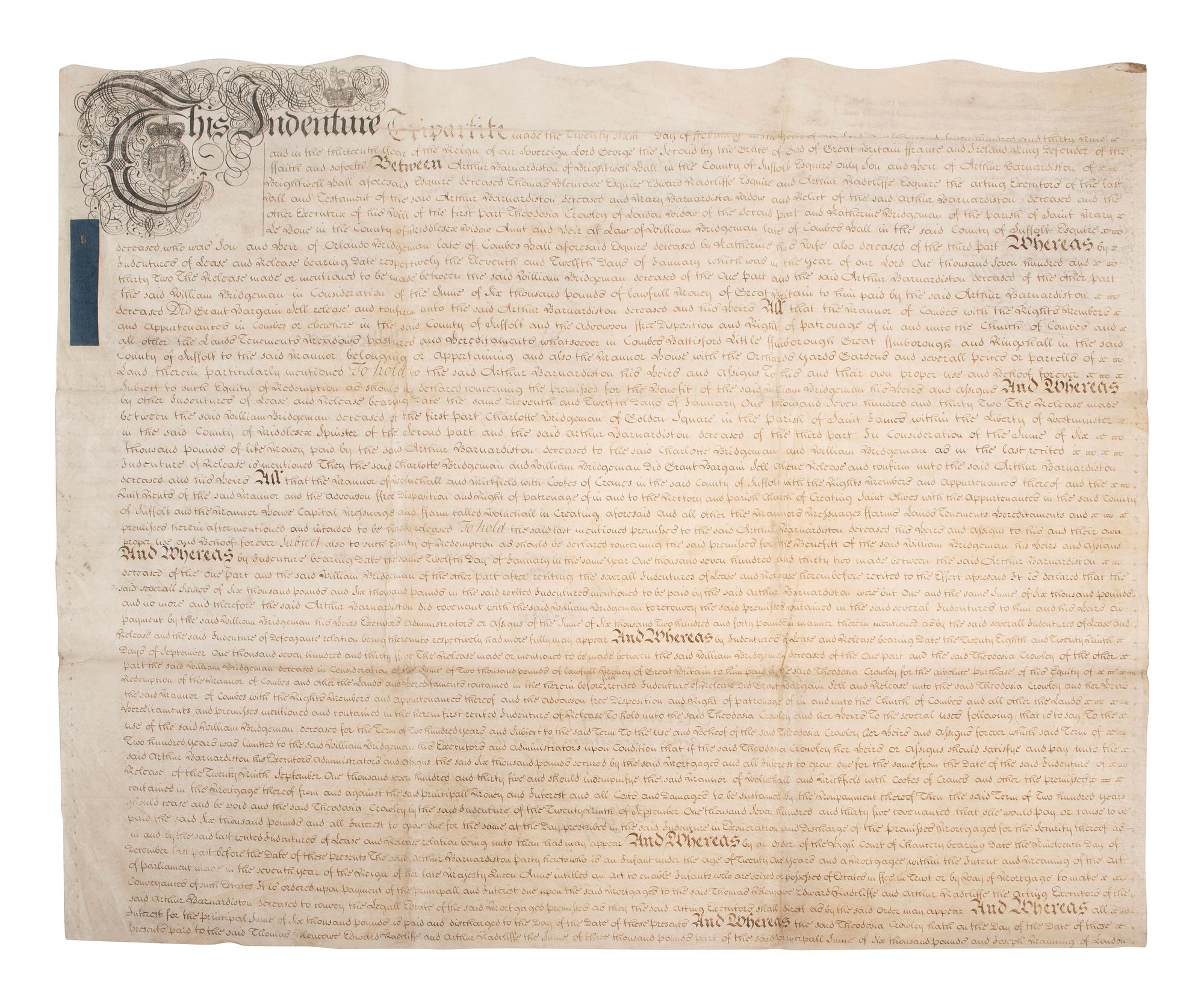 [INDENTURES]. A group of documents, comprising: