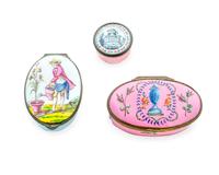 Three Battersea Enamel Patch Boxes — C. 1760