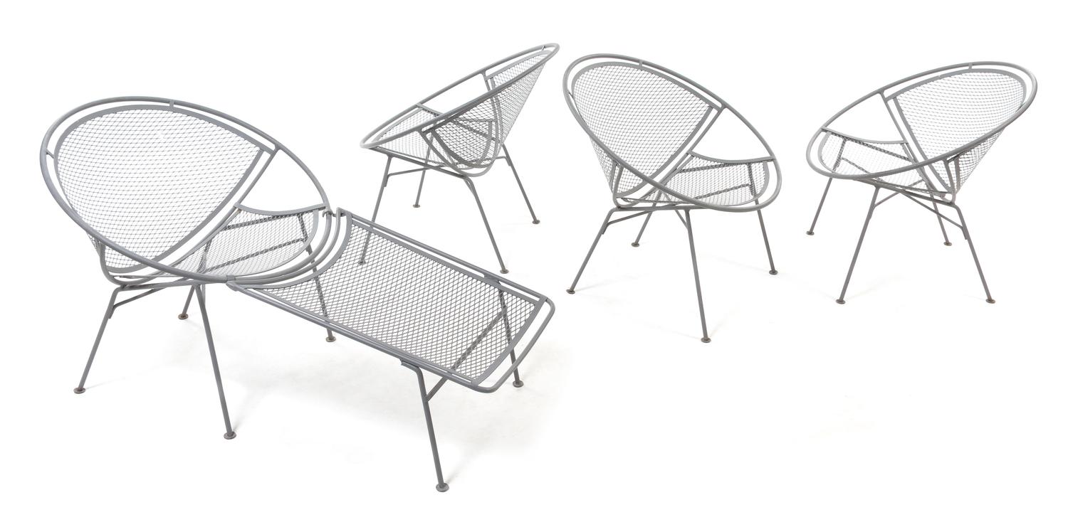 Maurizio Tempestini (Italian, 1908-1960), SALTERINI, 1960s, a set of four chairs, comprising 4 lounge chairs with one attached ottoman