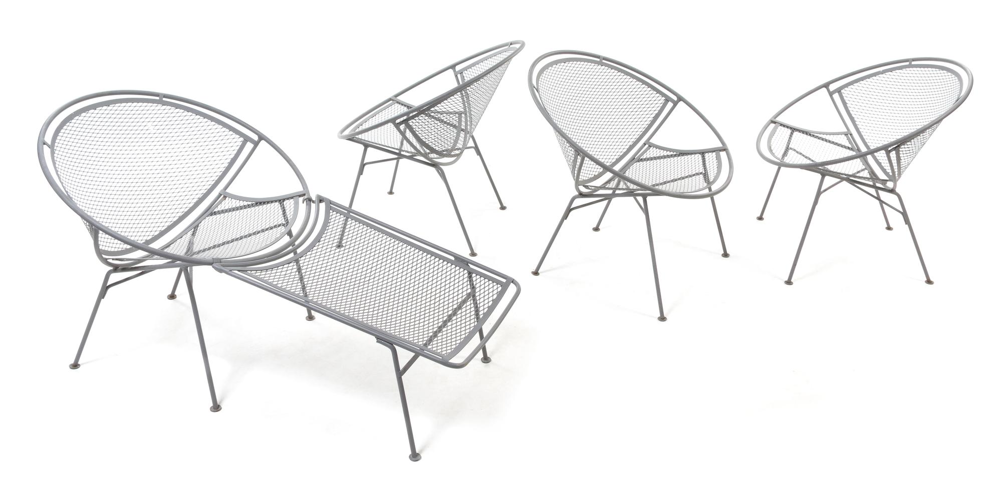 Maurizio Tempestini (Italian, 1908-1960), SALTERINI, 1960s, a set of four chairs, comprising 4 lounge chairs with one attached ottoman