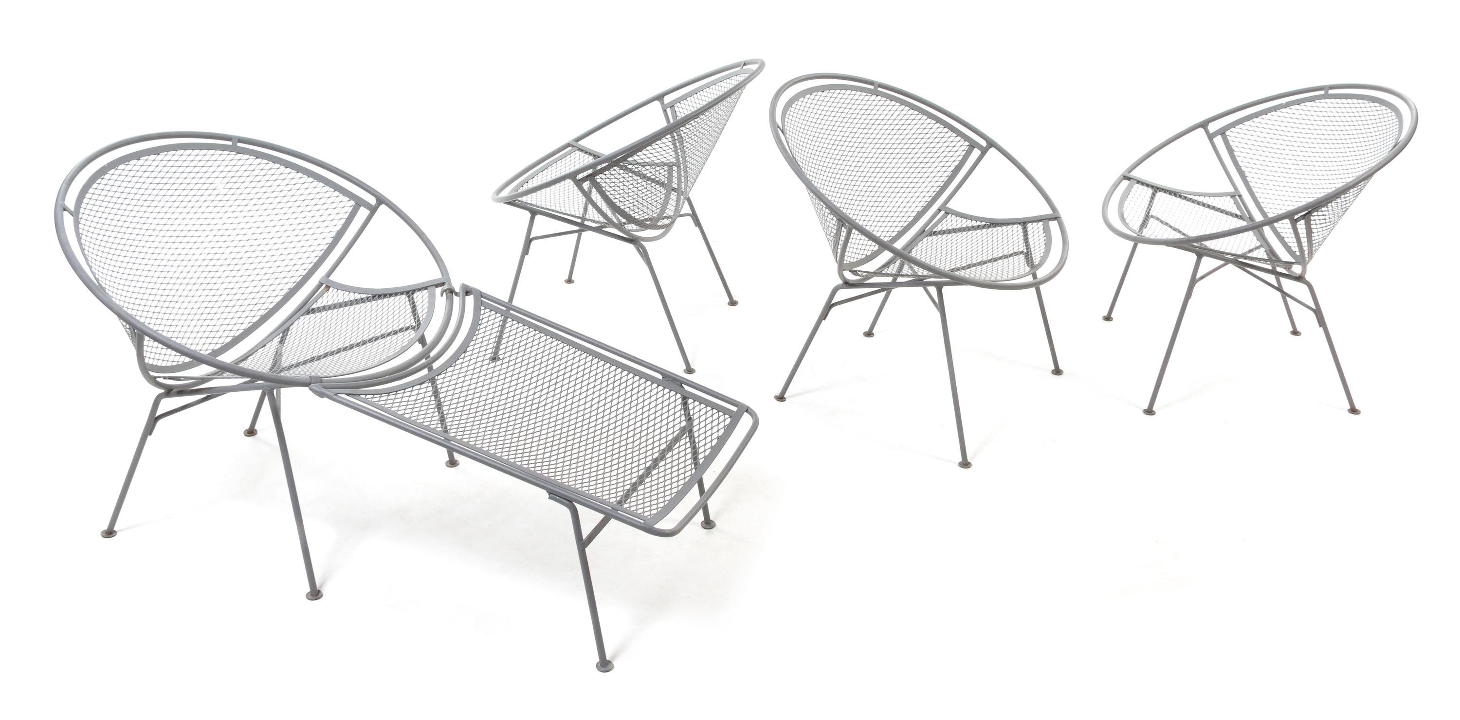 Maurizio Tempestini (Italian, 1908-1960), SALTERINI, 1960s, a set of four chairs, comprising 4 lounge chairs with one attached ottoman