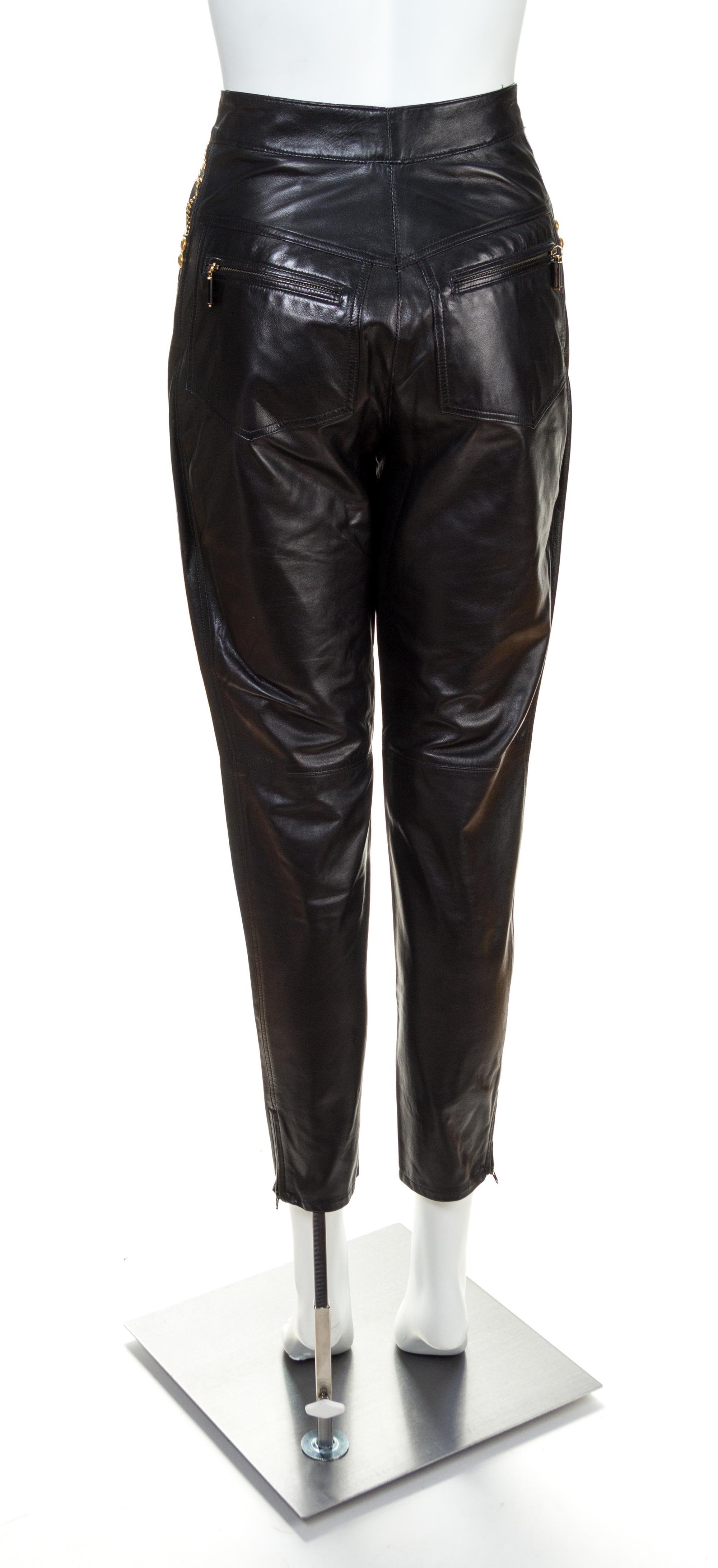 A Gianni Versace Black Leather Bondage Pant,