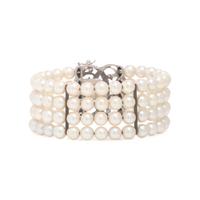Cultured Pearl, White Gold, and Sapphire Bracelet