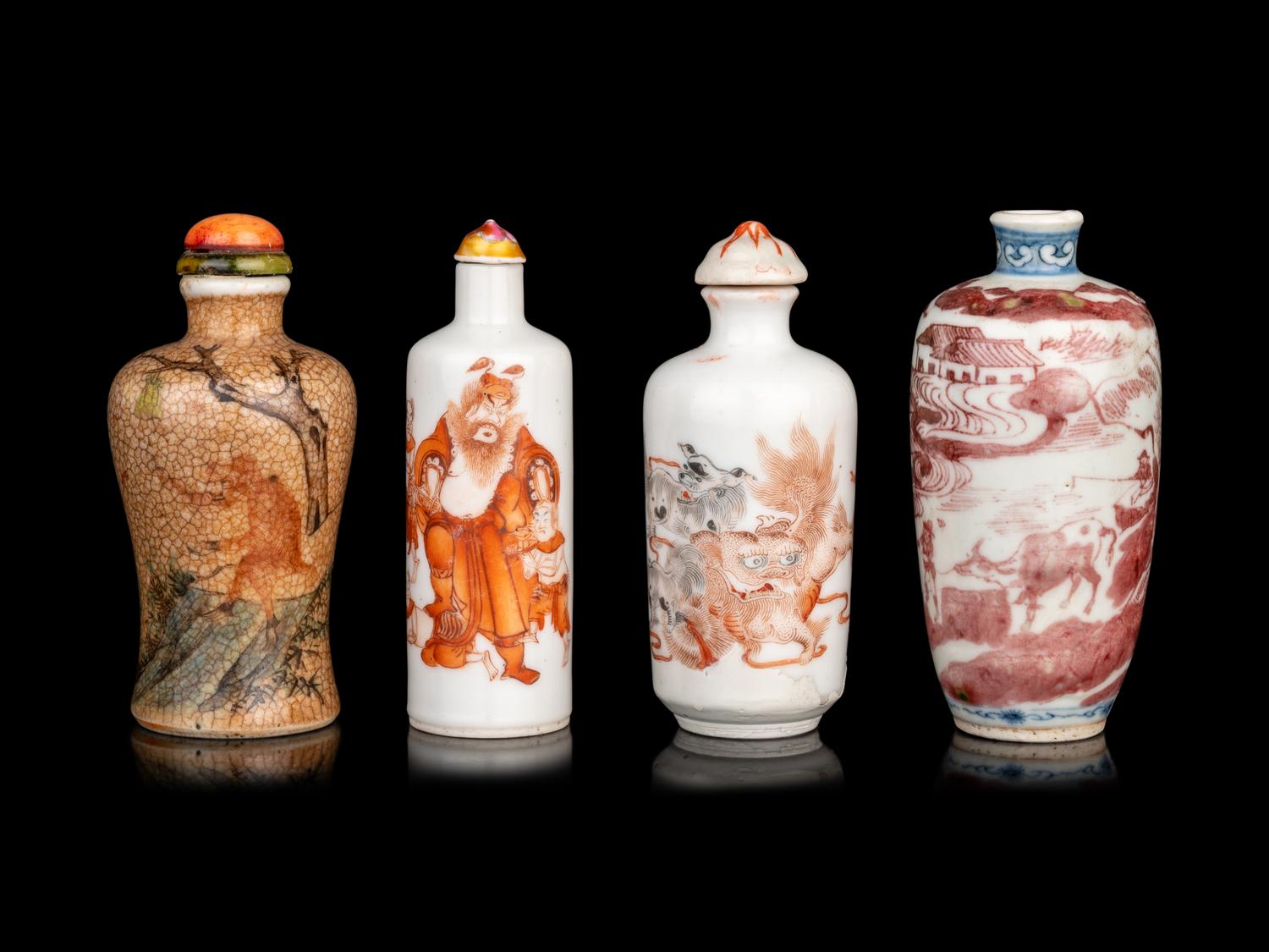 Four Chinese Porcelain Snuff Bottles