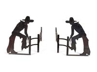 Pair of Cowboy Motif Andirons