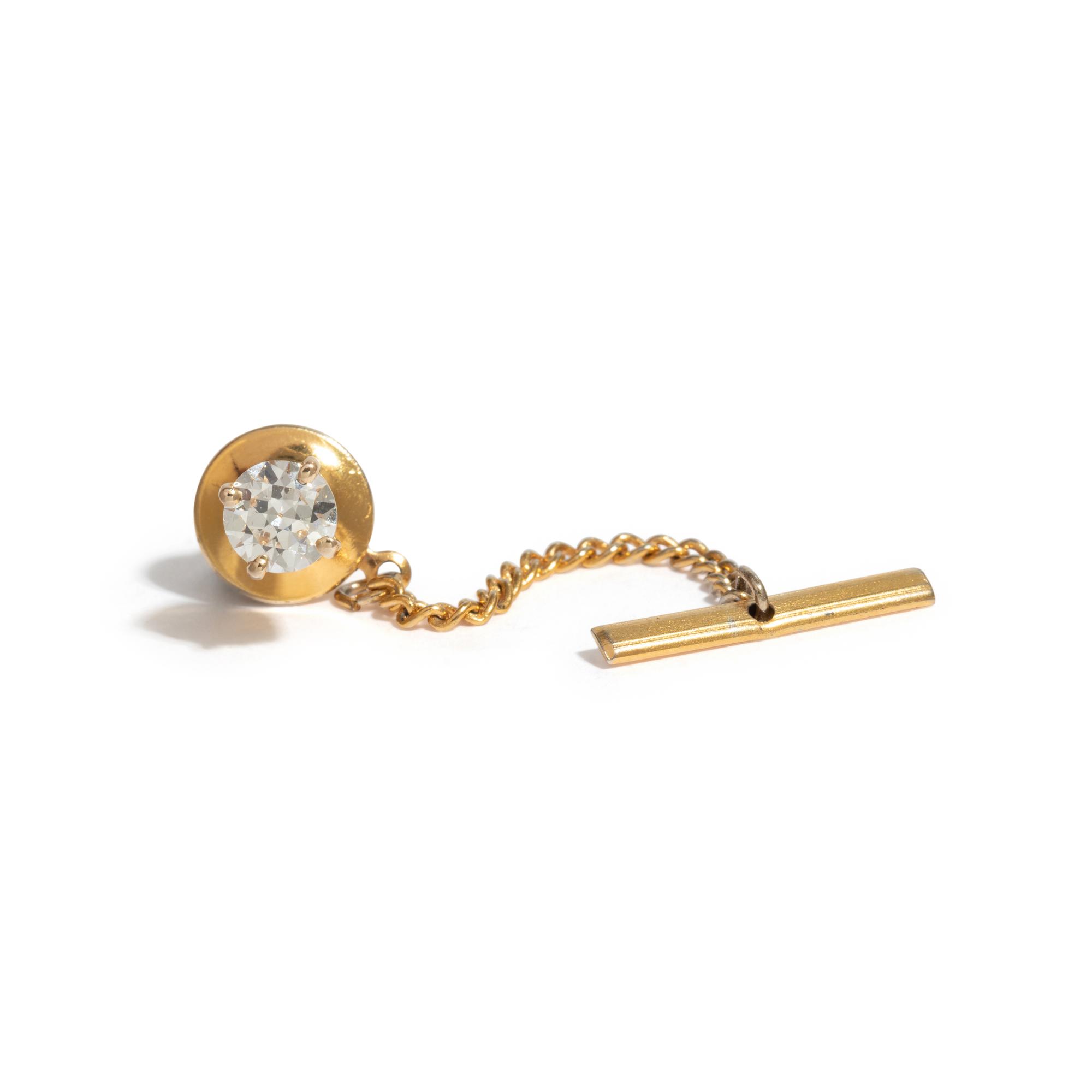 YELLOW GOLD AND DIAMOND TIE PIN