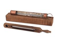 A Copper Tycos Candy Thermometer and a Wood Encased Floating Bath or Dairy Thermometer