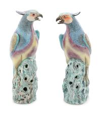 A Pair of Chinese Export Famile Rose Birds