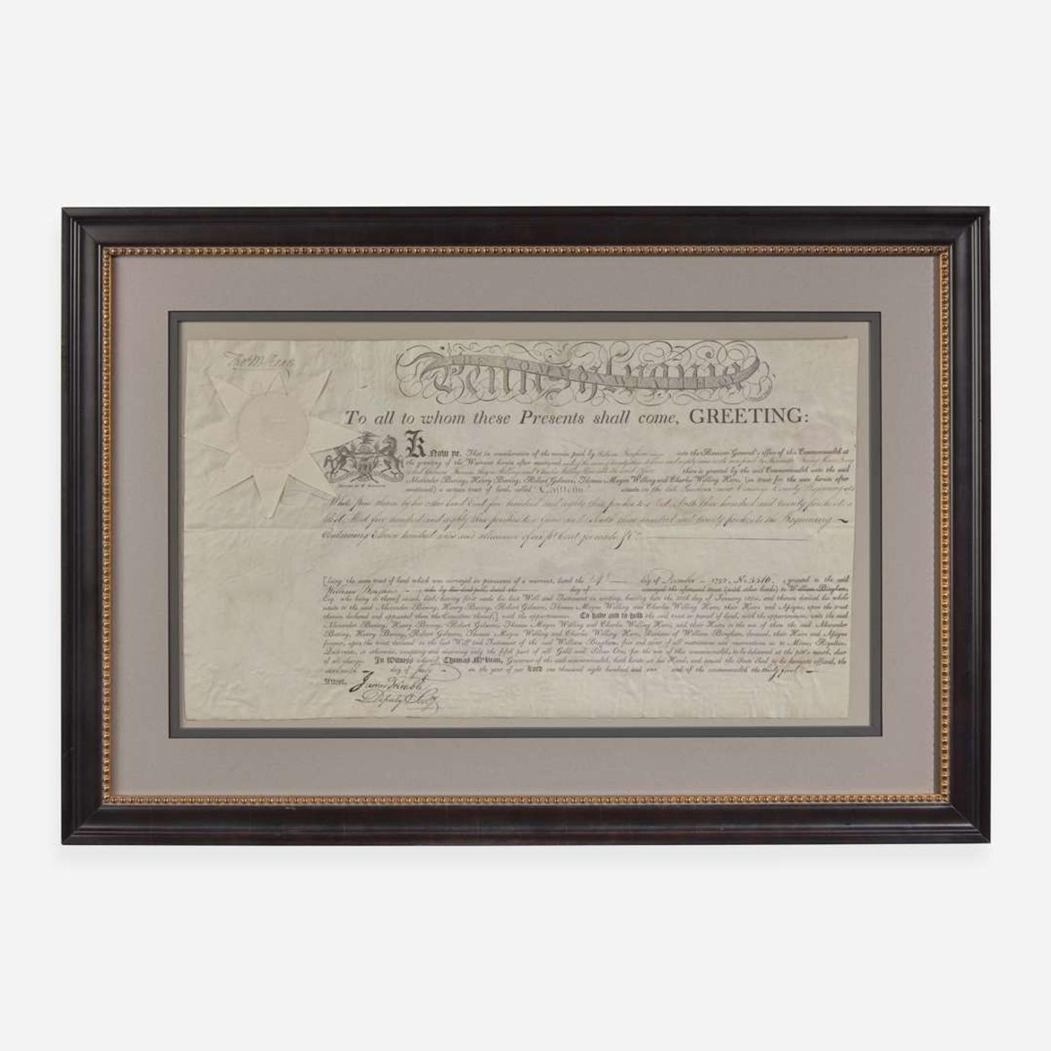 [Declaration of Independence] [Delaware] McKean, Thomas Partially-Printed Document, signed