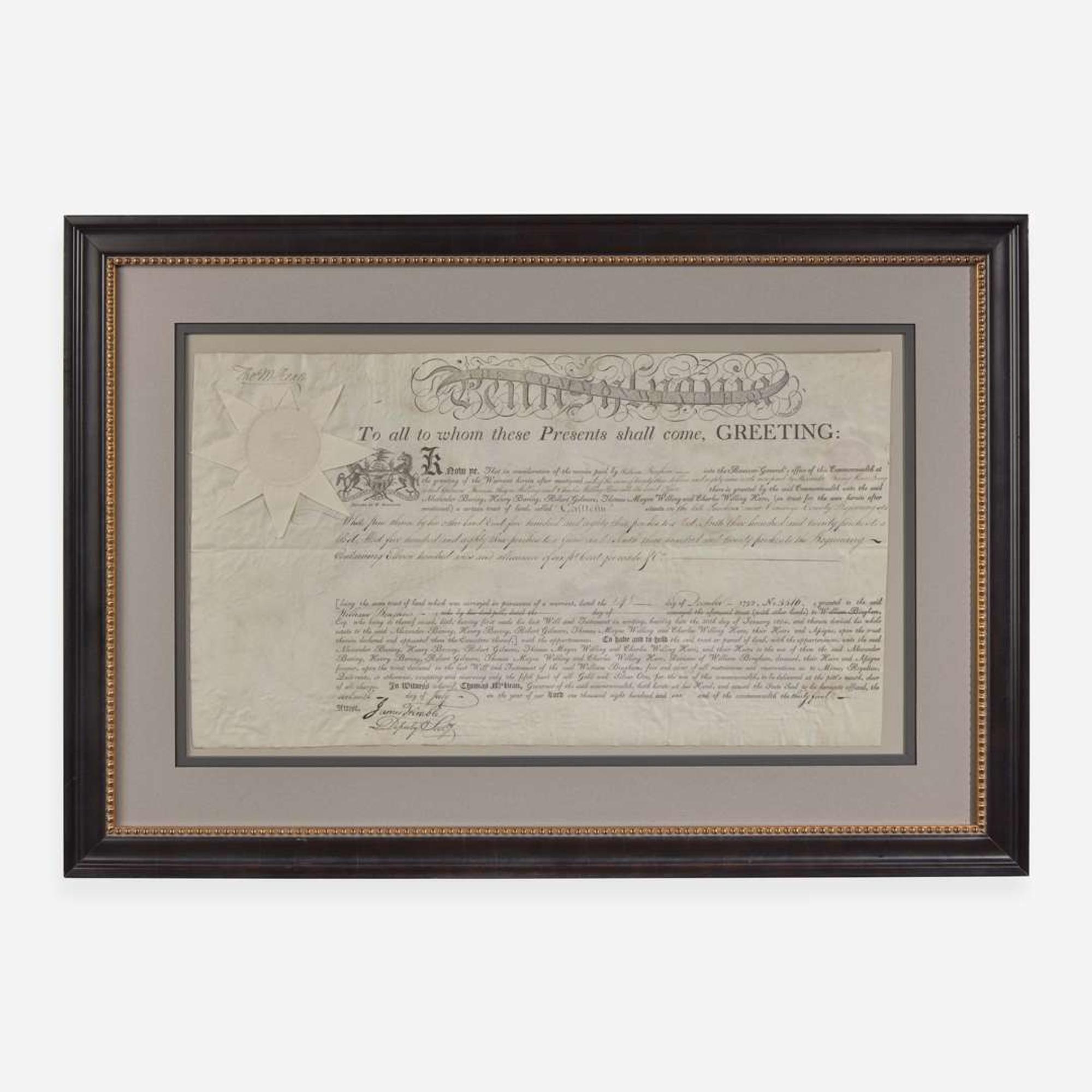 [Declaration of Independence] [Delaware] McKean, Thomas Partially-Printed Document, signed