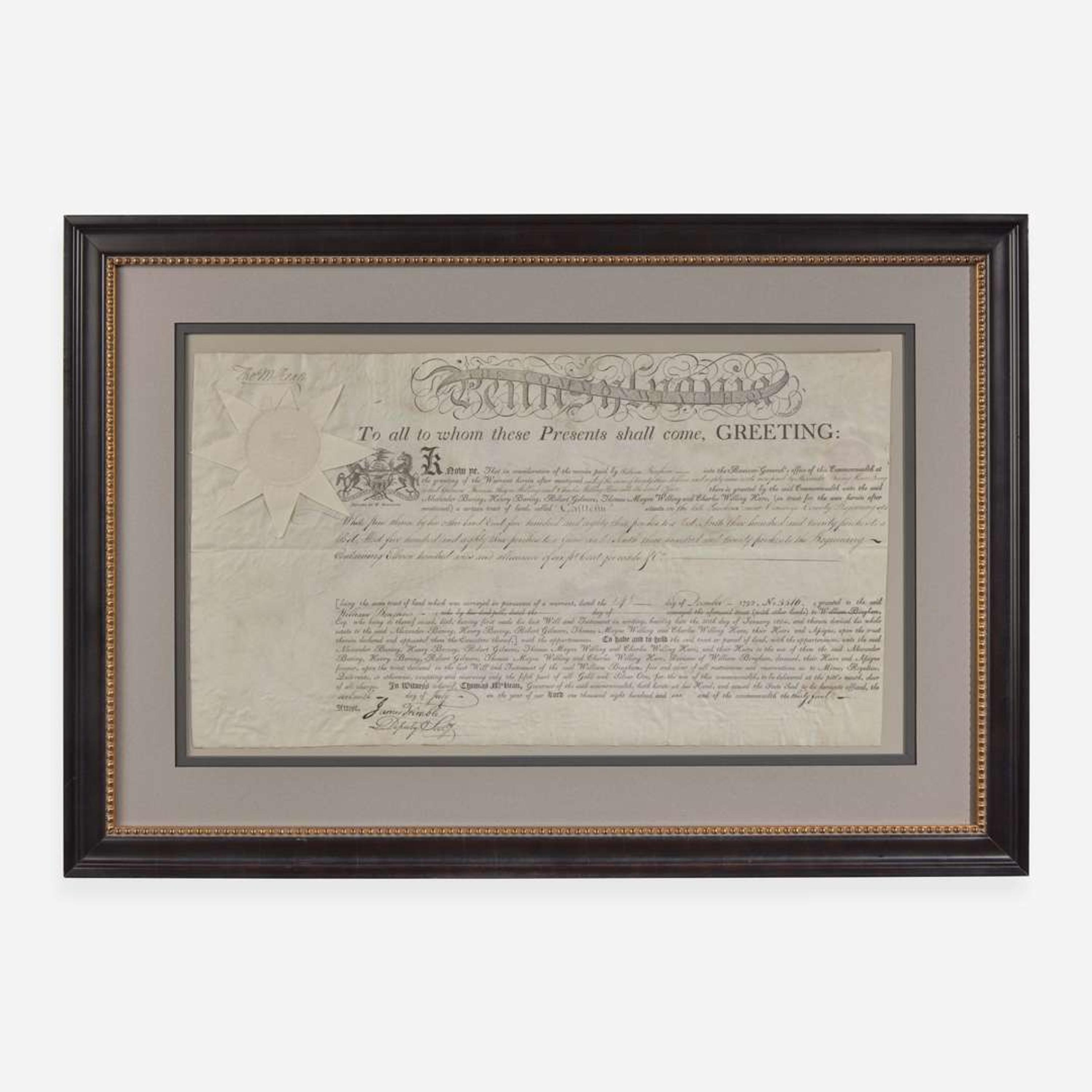 [Declaration of Independence] [Delaware] McKean, Thomas Partially-Printed Document, signed