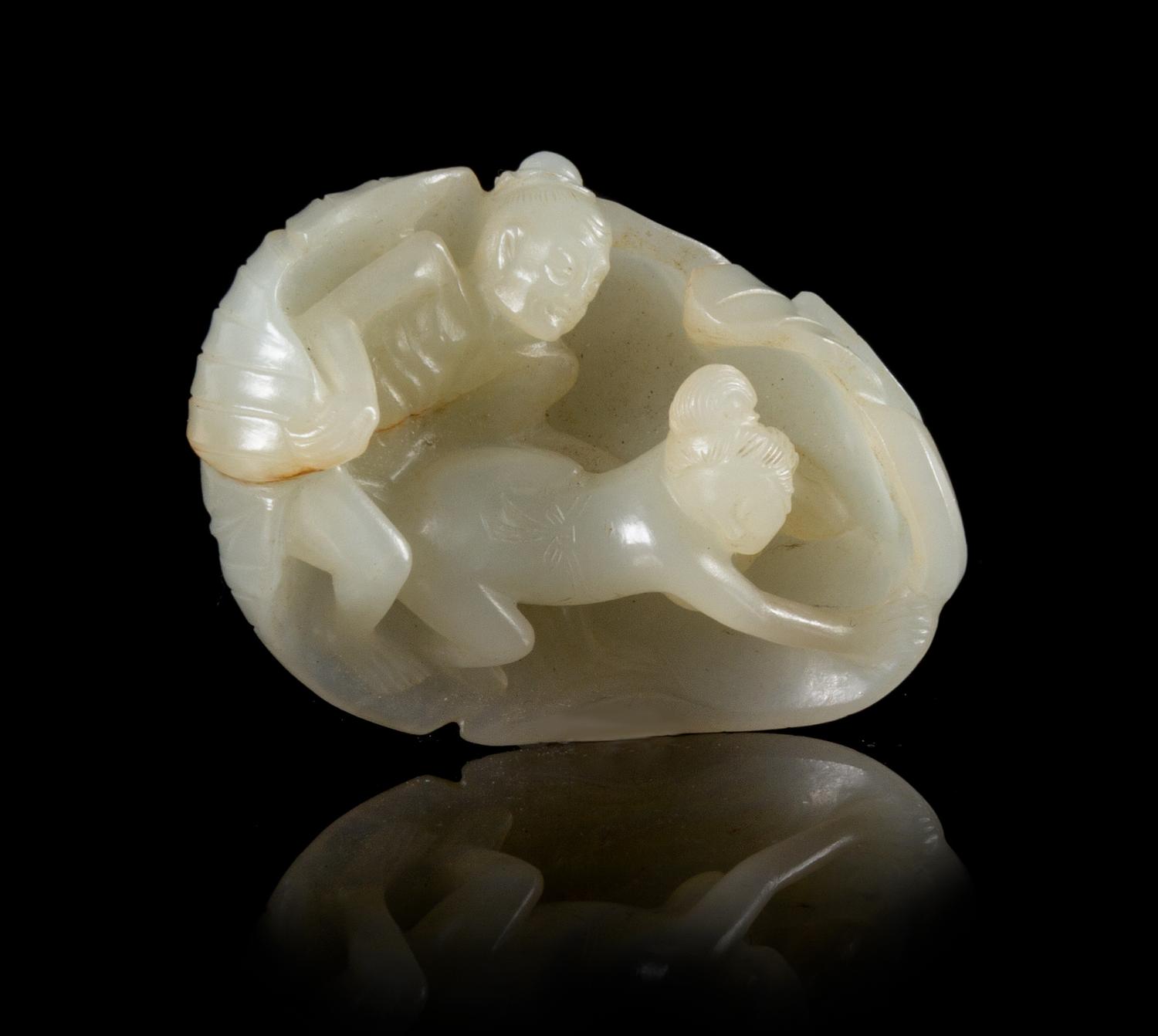 A Near-White Jade Toggle Length 2 inches.
