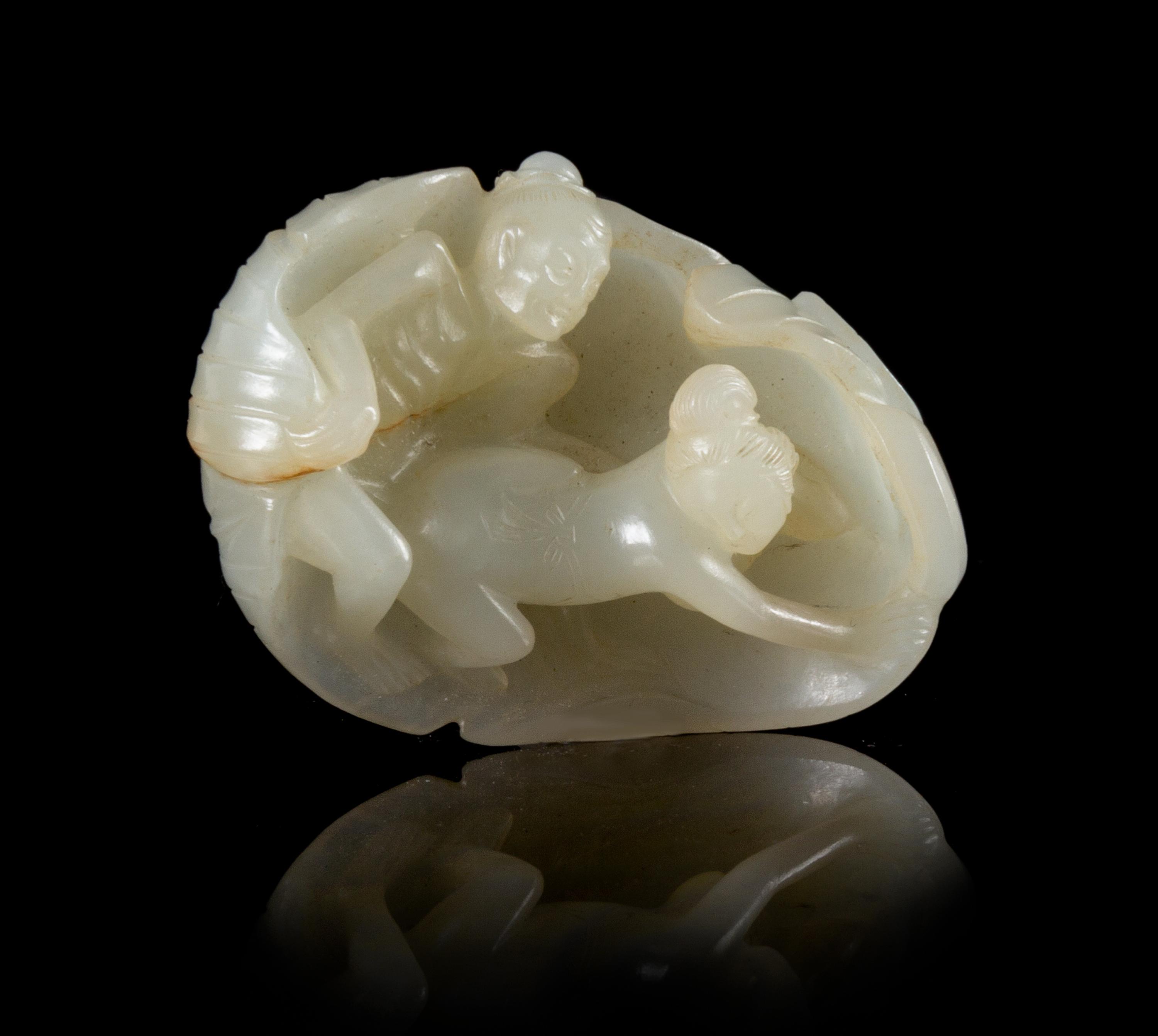 A Near-White Jade Toggle Length 2 inches.