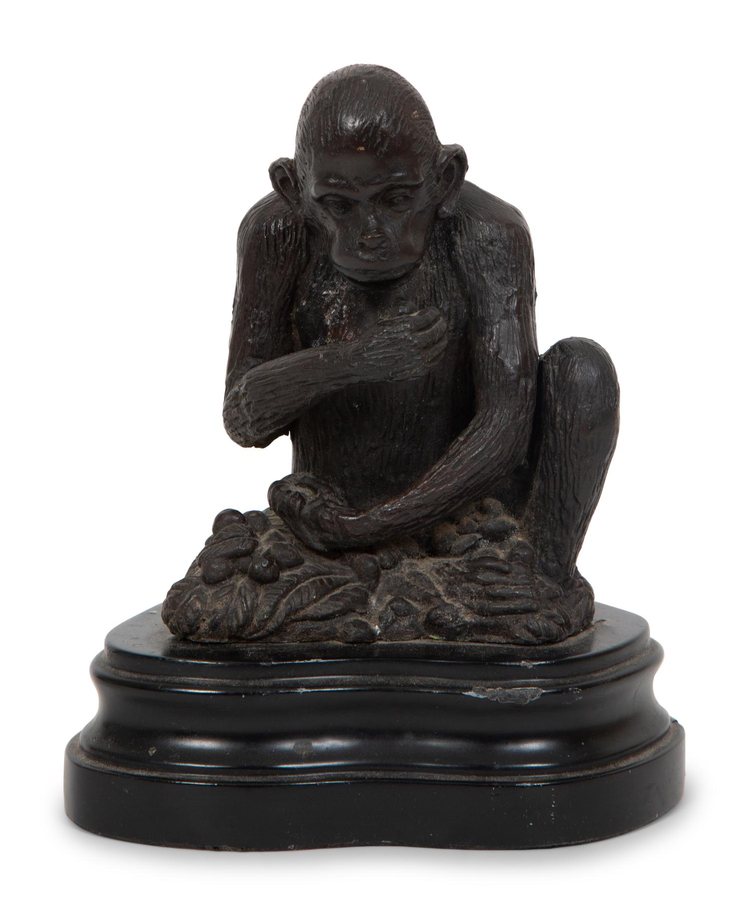 A Continental Bronze Sculpture of a Seated Monkey