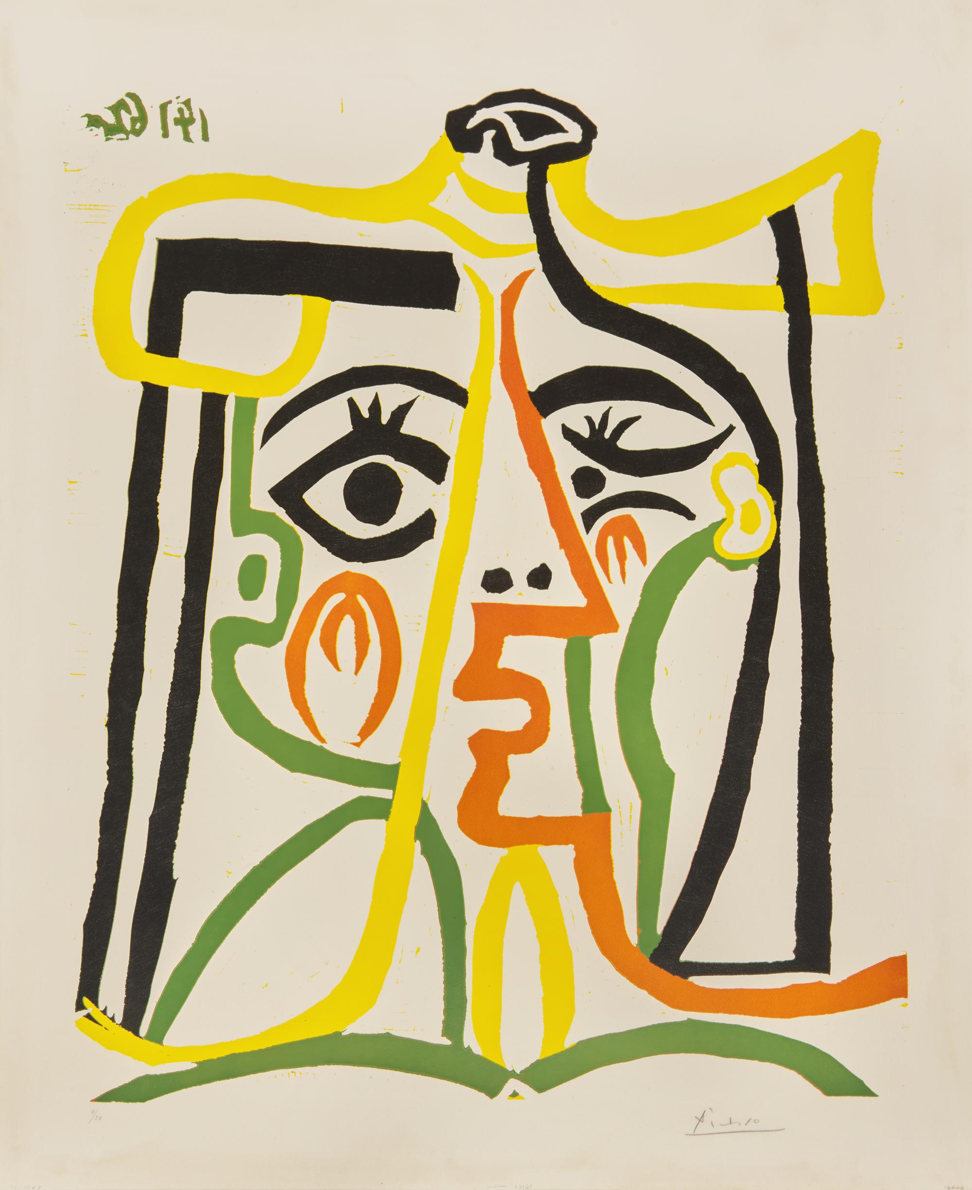 Pablo Picasso (Spanish, 1881–1973) — Portrait de Jacqueline au chapeau de paille , 1962