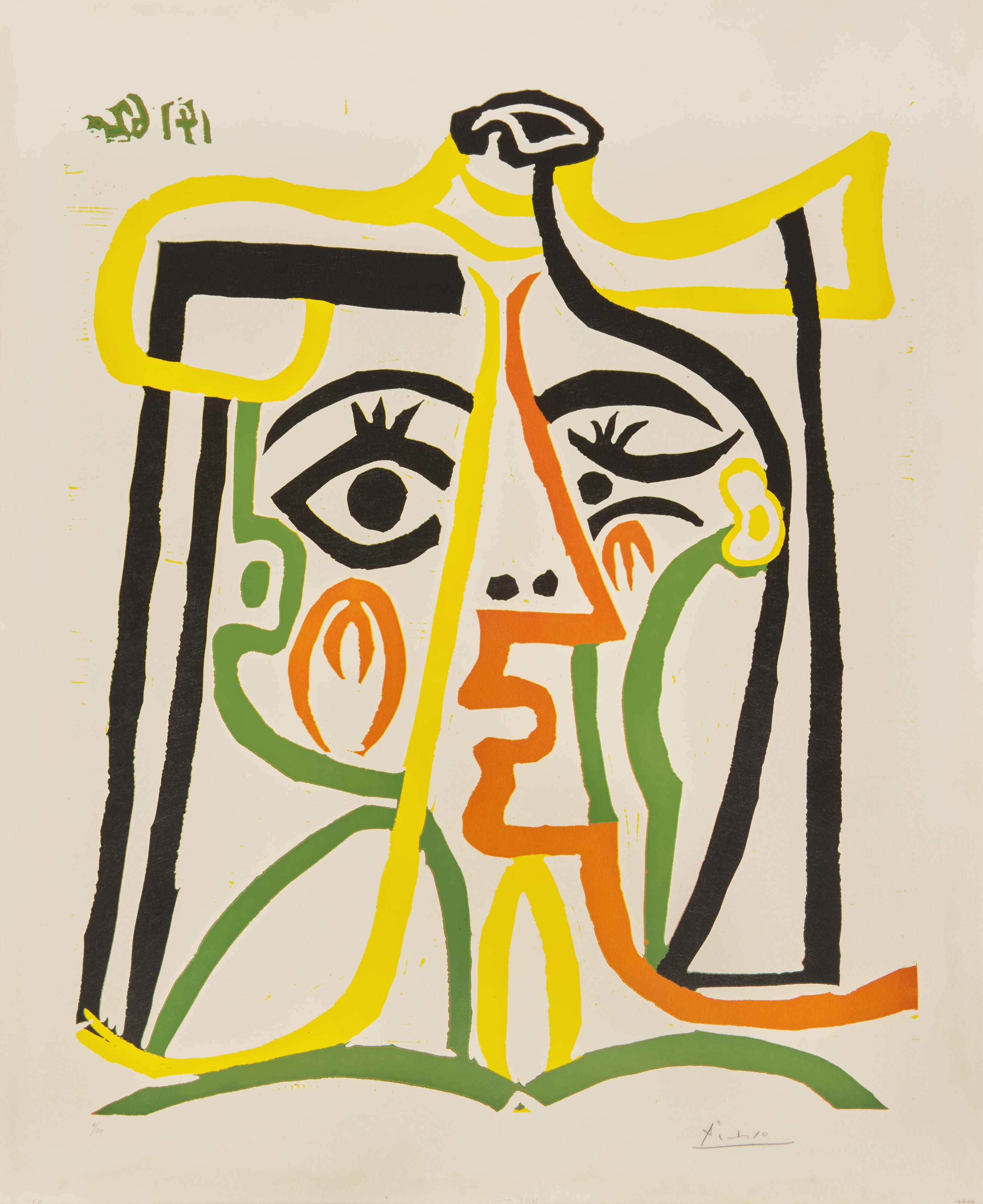 Pablo Picasso (Spanish, 1881–1973) — Portrait de Jacqueline au chapeau de paille , 1962