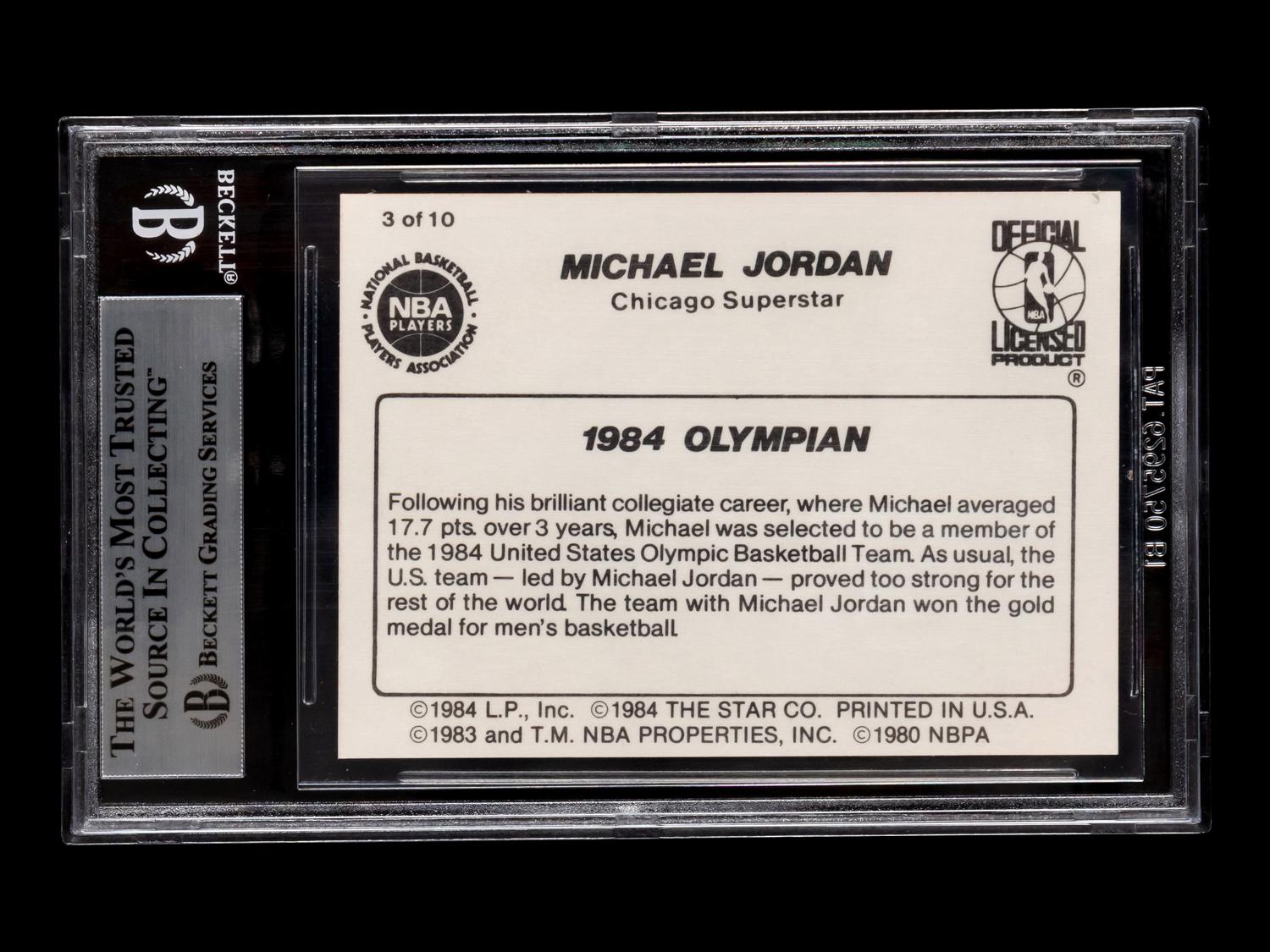 A 1986 Star Michael Jordan Set 1984 Olympian Card No. 3 (BGS 8 NM-MT)
