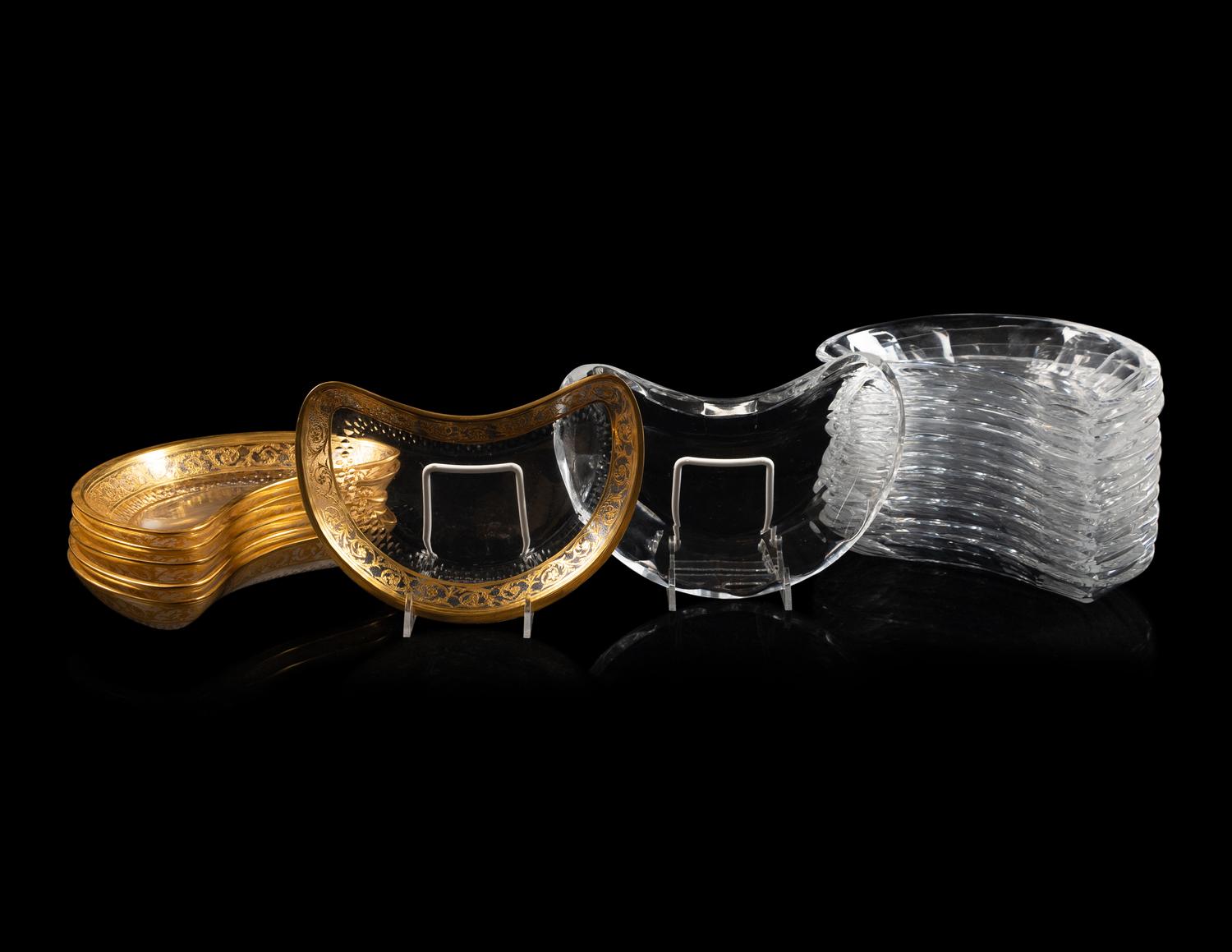 Two Sets of Glass Crescent-Shaped Side Plates