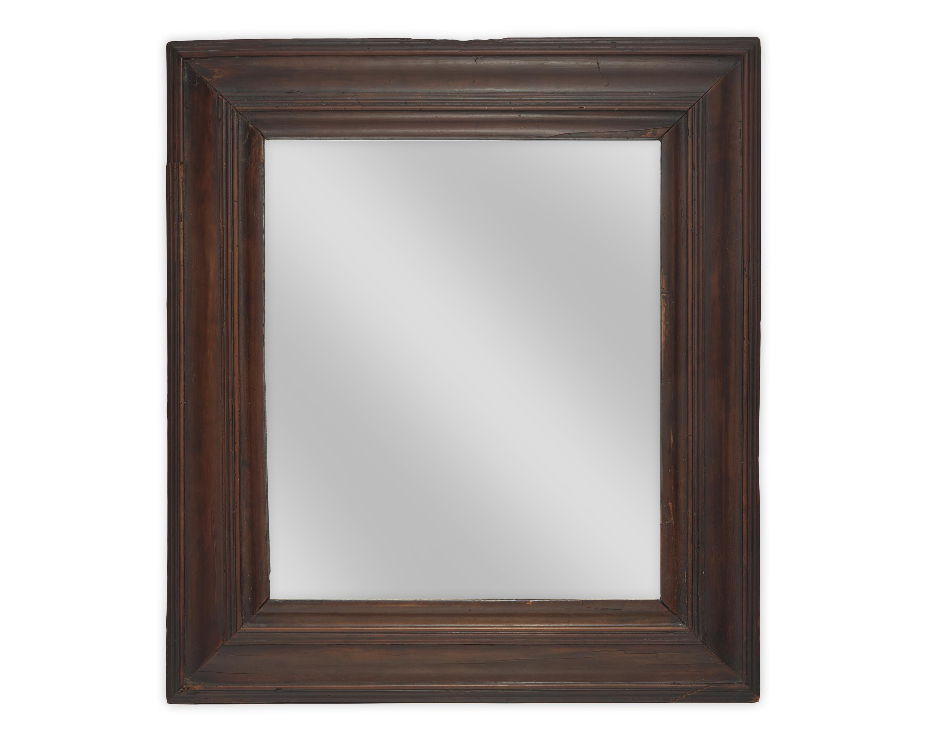 A William & Mary Carved Fruitwood Looking Glass, Late 17th Century