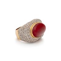 CORAL AND DIAMOND RING