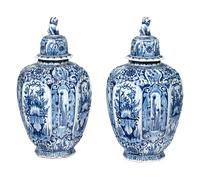 A Pair of Large Samson Glazed Earthenware Jars and Covers