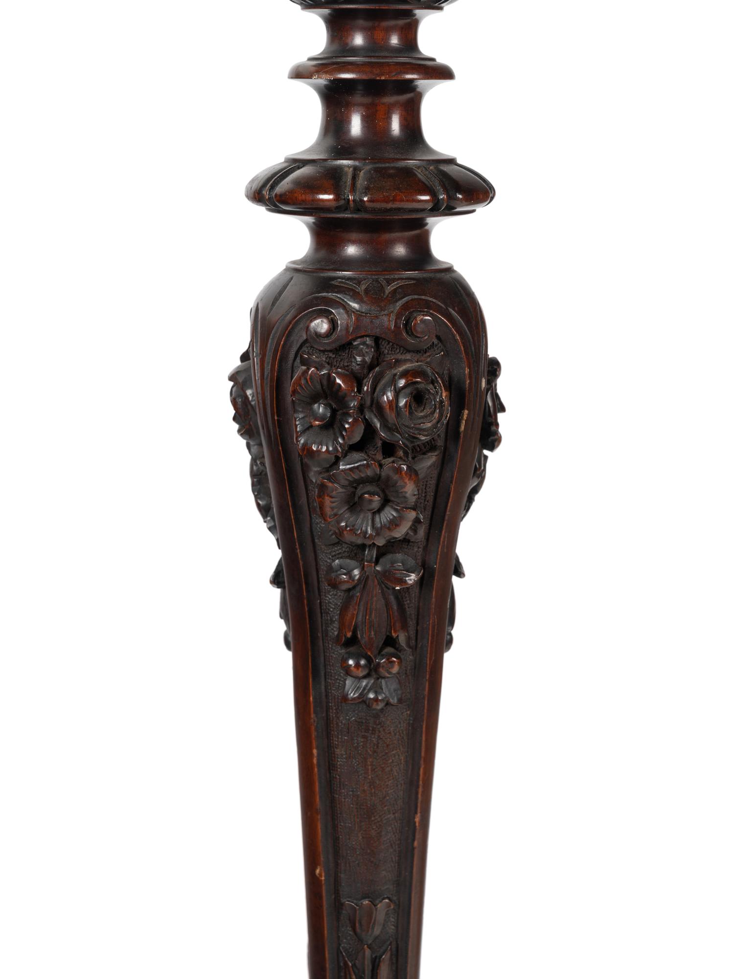 An American Carved Mahogany Floor Lamp