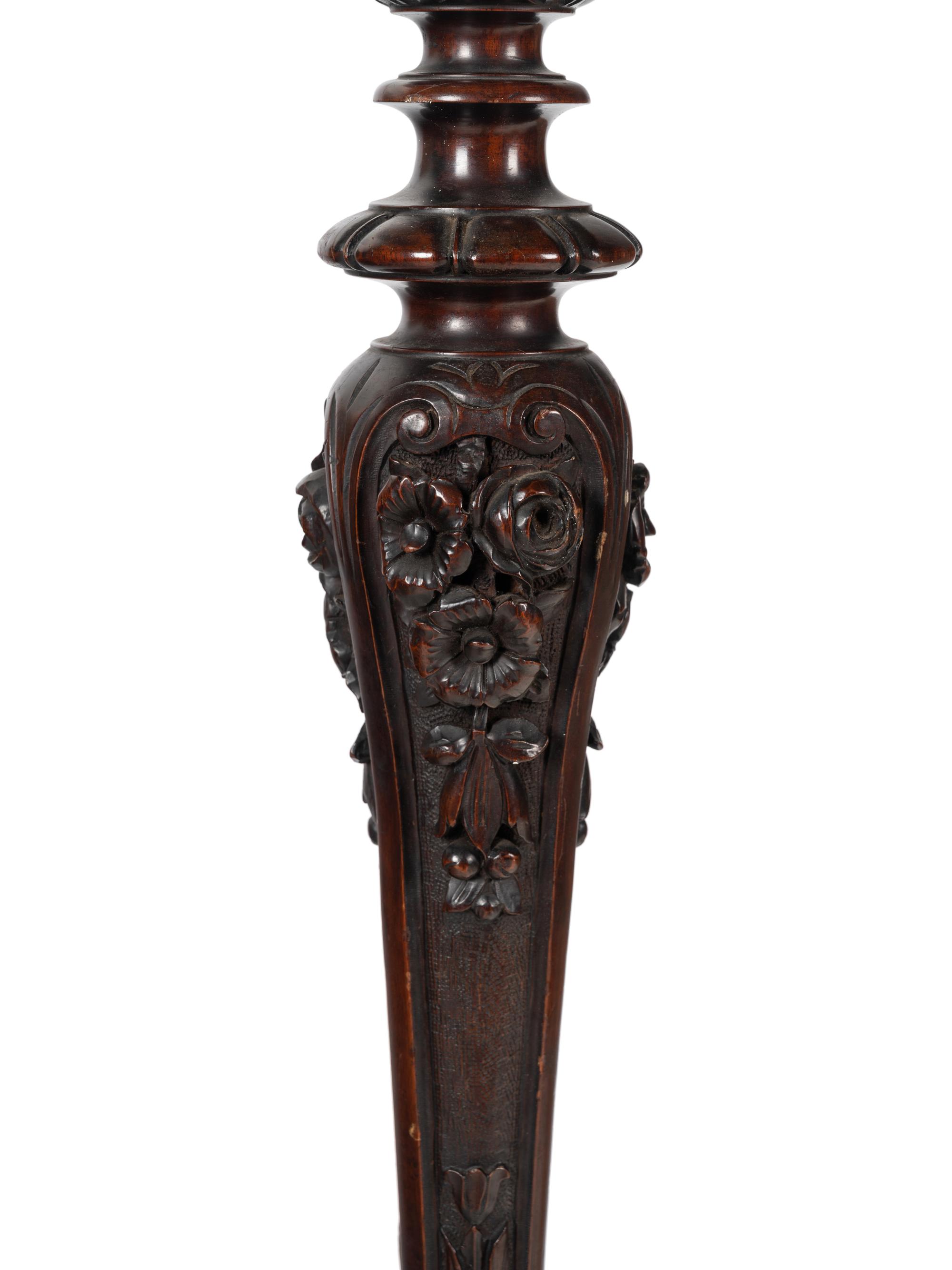 An American Carved Mahogany Floor Lamp