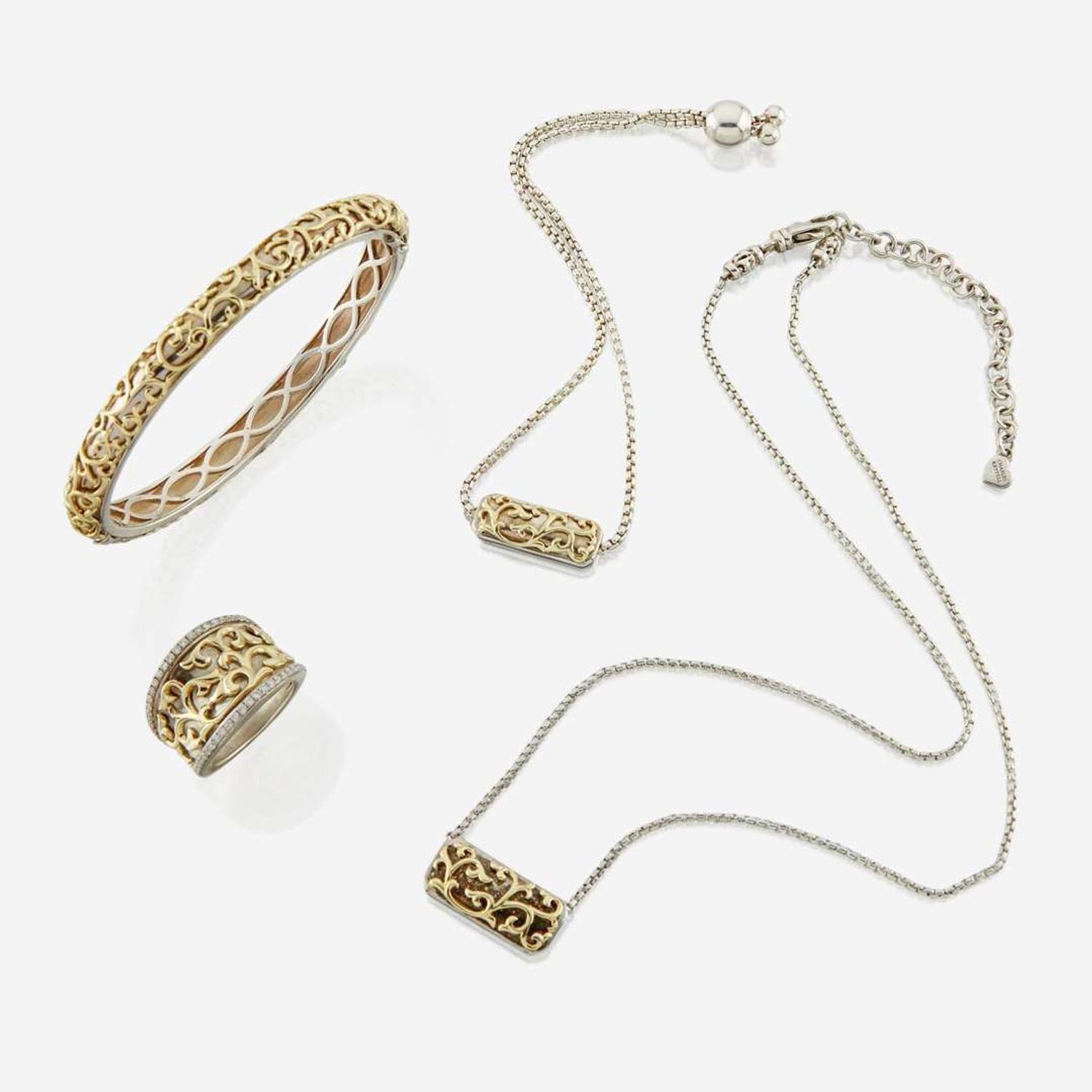 A suite of gold, sterling silver, and diamond jewelry, Charles Krypell