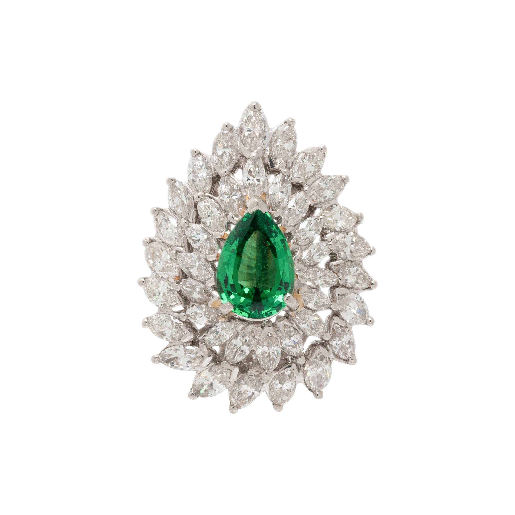 TSAVORITE GARNET AND DIAMOND CONVERTIBLE PENDANT RING