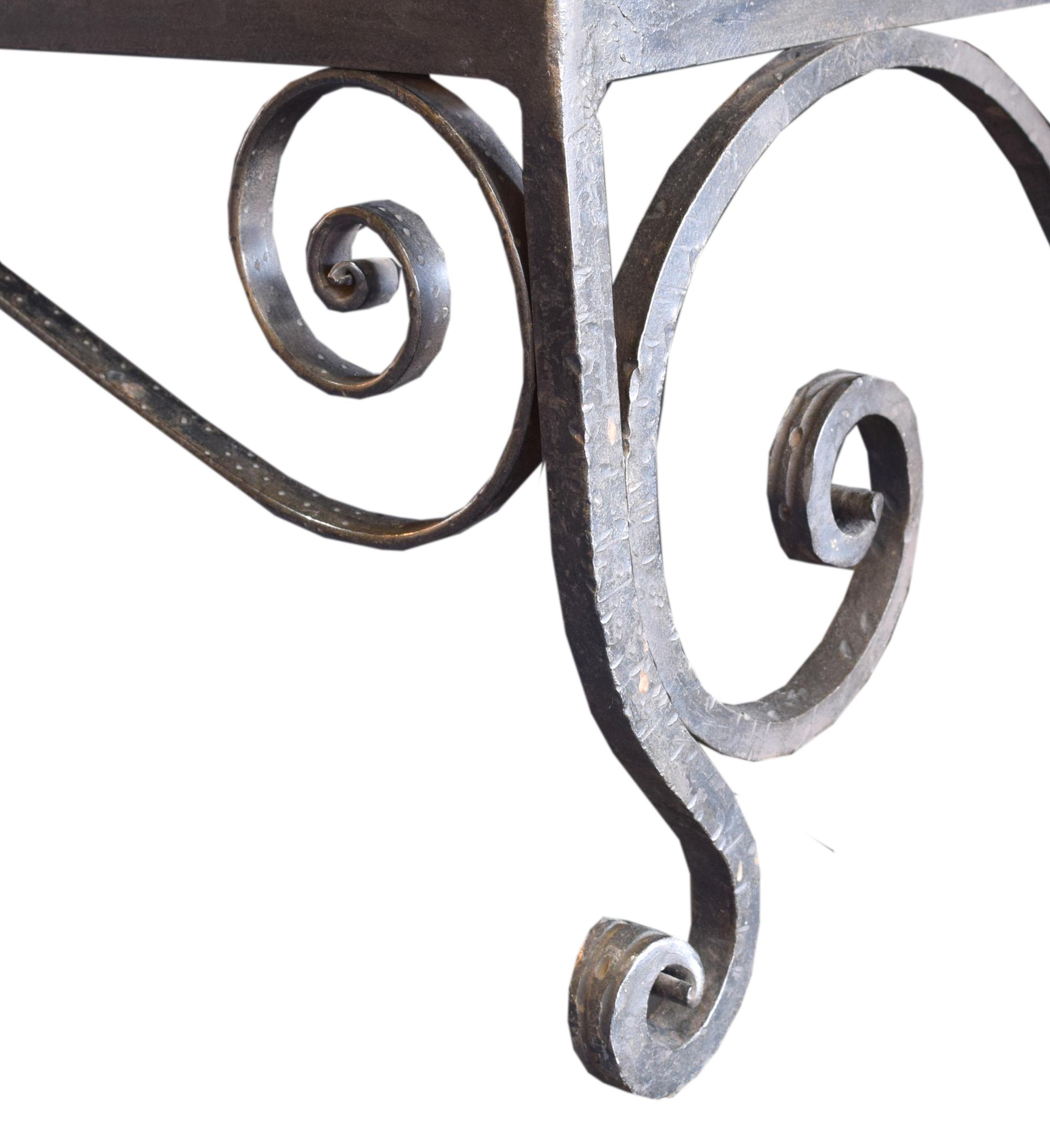 A Wrought Iron Console from the Florsheim Estate, Highland Park, IL. Vanity: 48" w x20" d x 41.5" tall Mirror: 36" w x 1" d x 42" tall — United States, Early 20th Century