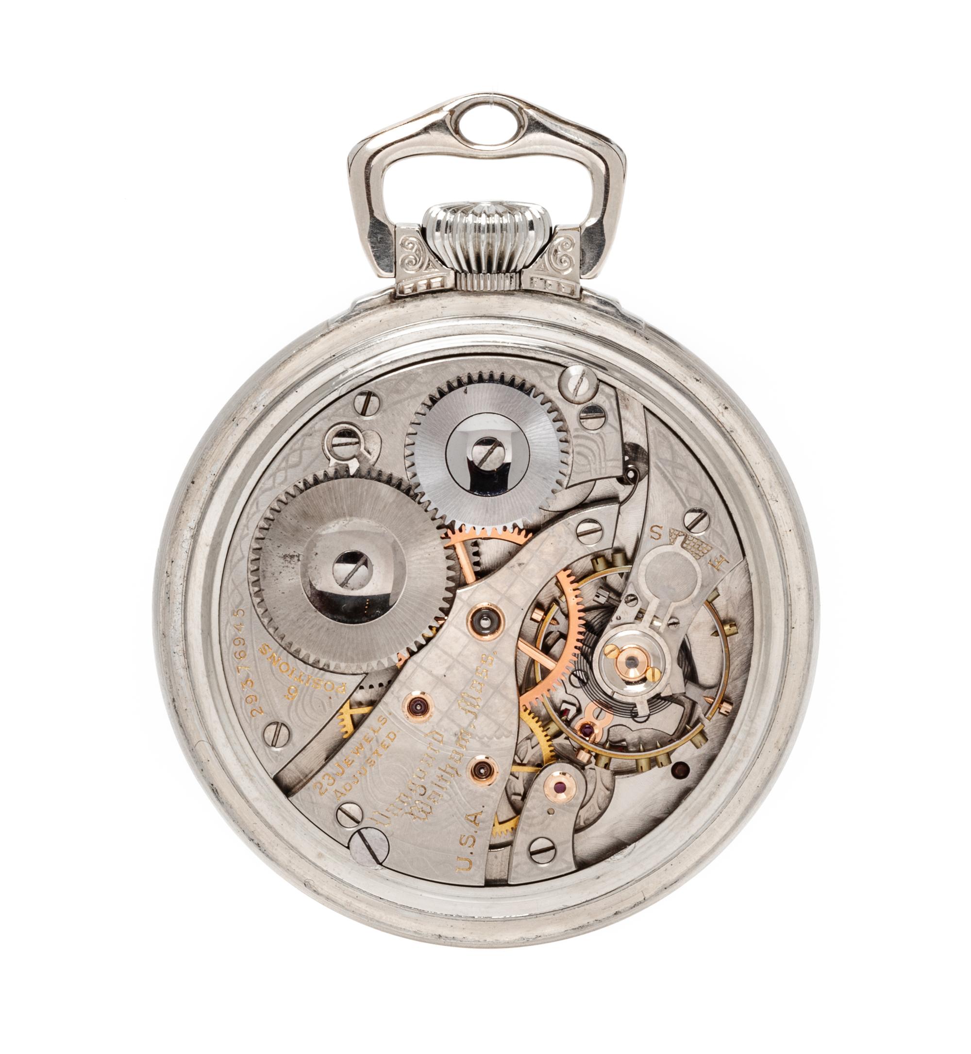 A Gold Filled Open Face 'Vanguard' Railroad Pocket Watch, Waltham, Circa 1936,