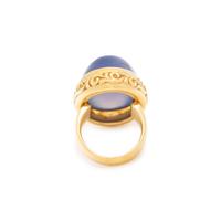 YELLOW GOLD AND LAVENDER CHALCEDONY RING