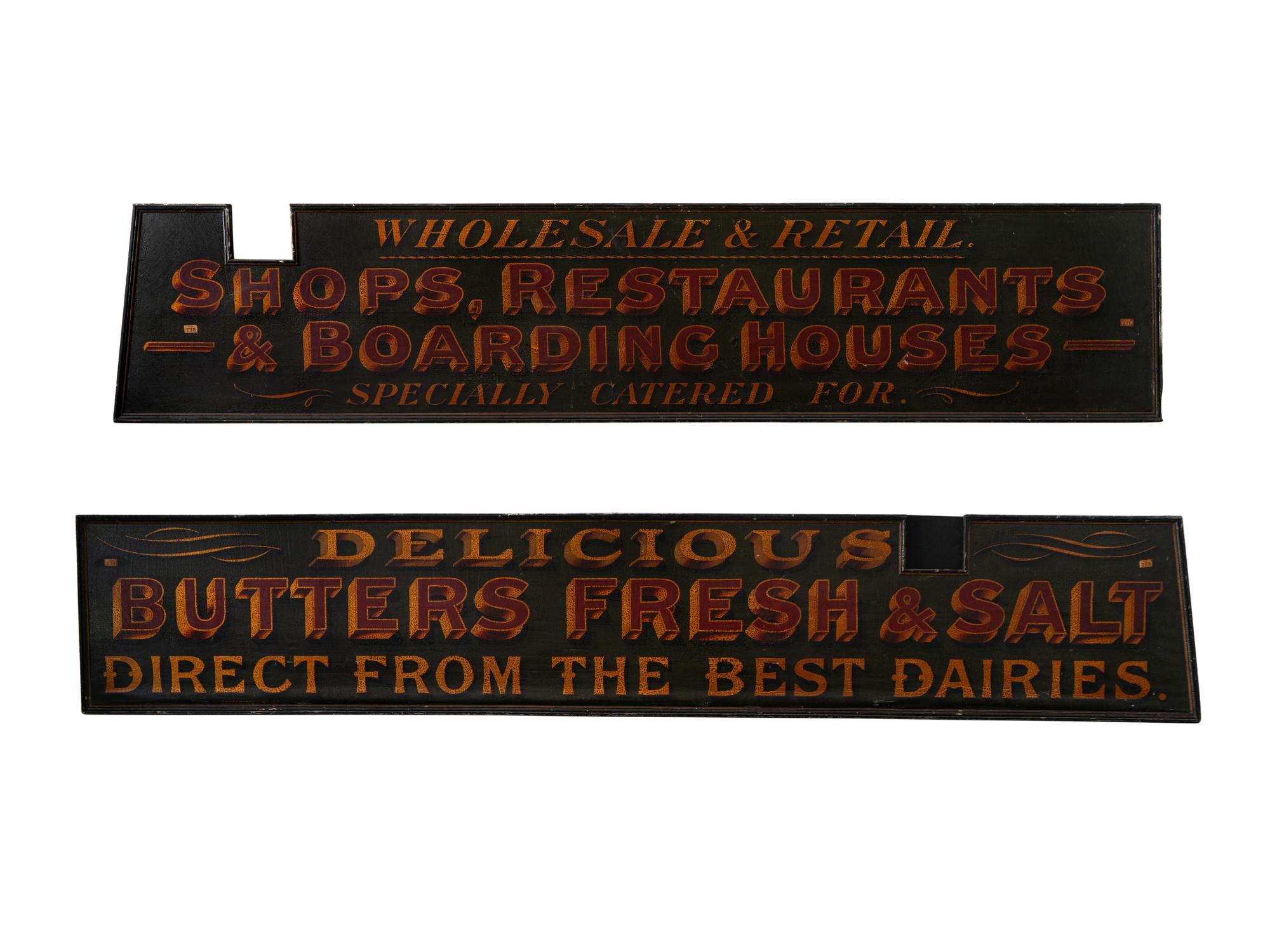 A Pair of Very Large Victorian Hand-Painted Trade Signs