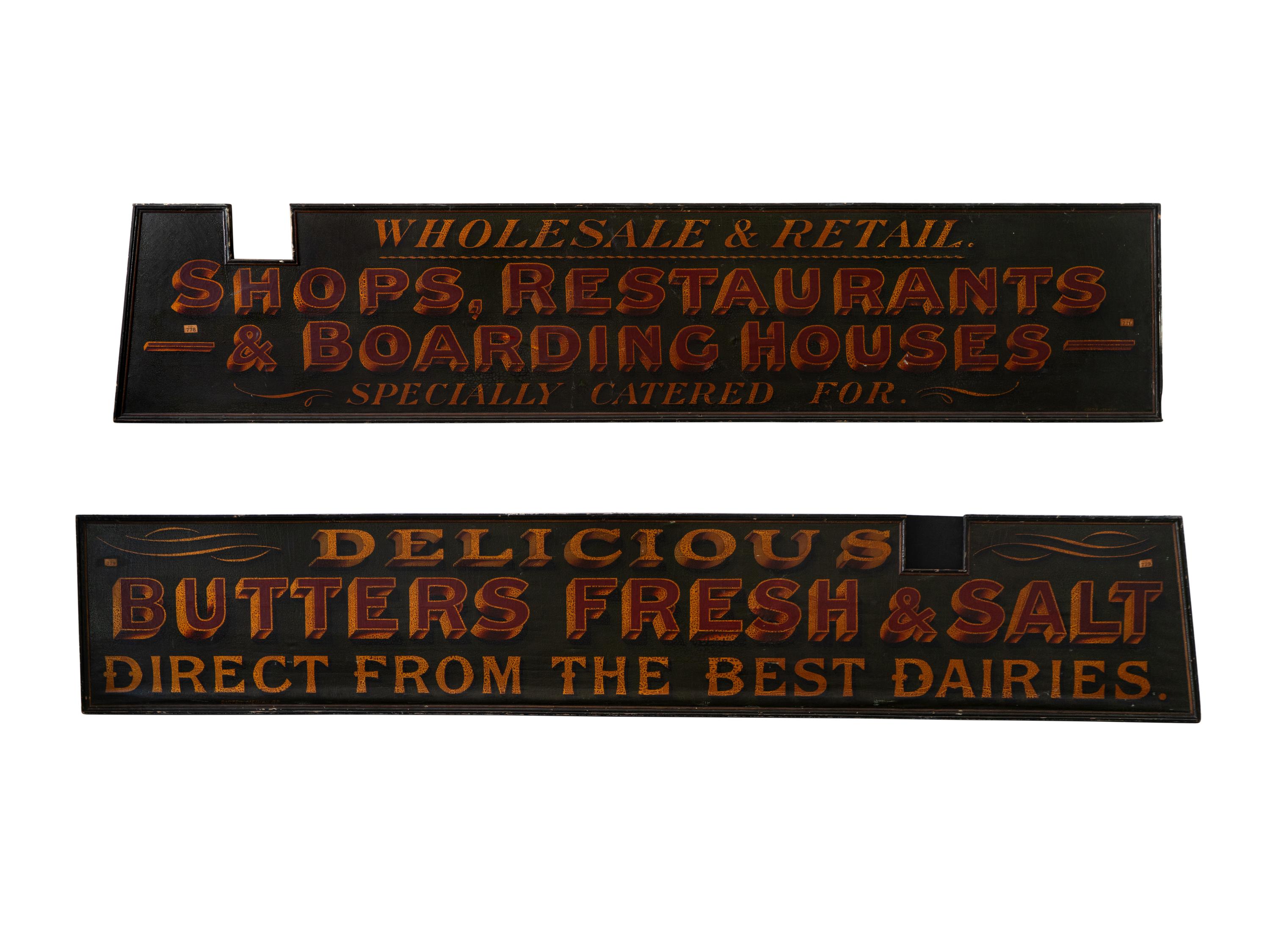 A Pair of Very Large Victorian Hand-Painted Trade Signs