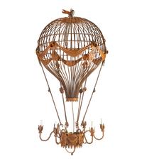 A Patinated Metal Six-Light Montgolfier Chandelier