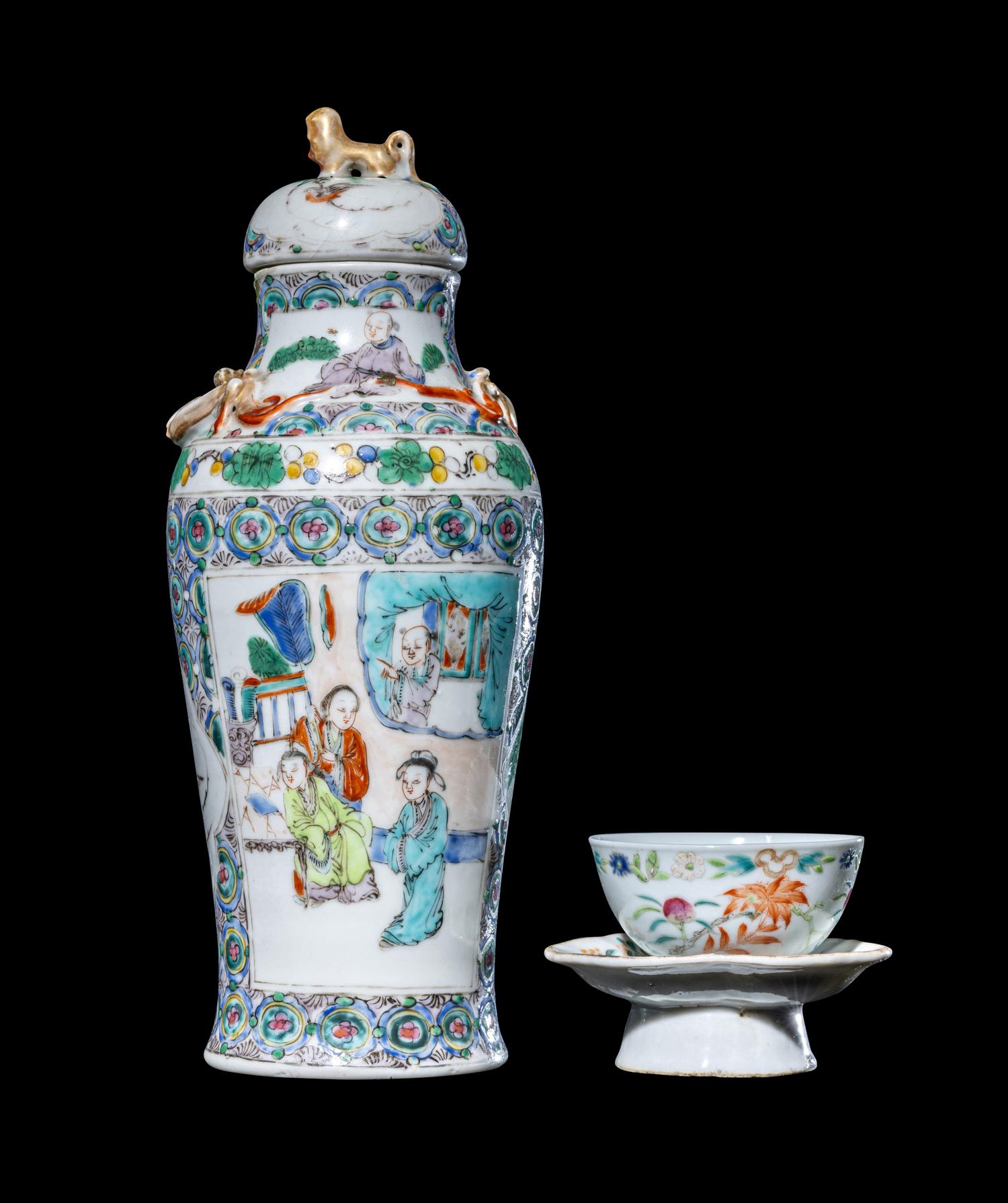 Three Chinese Famille Rose Porcelain Articles