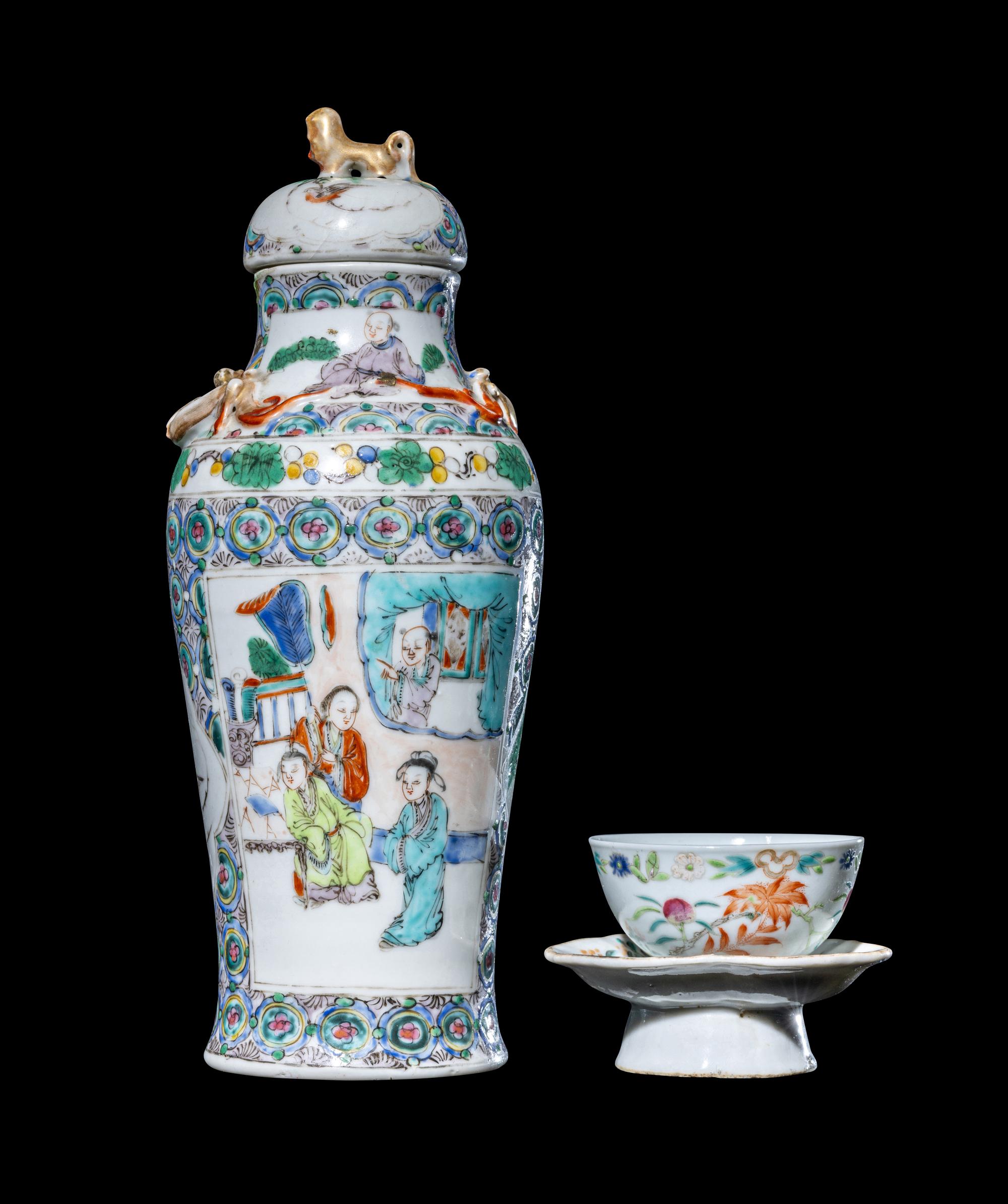 Three Chinese Famille Rose Porcelain Articles
