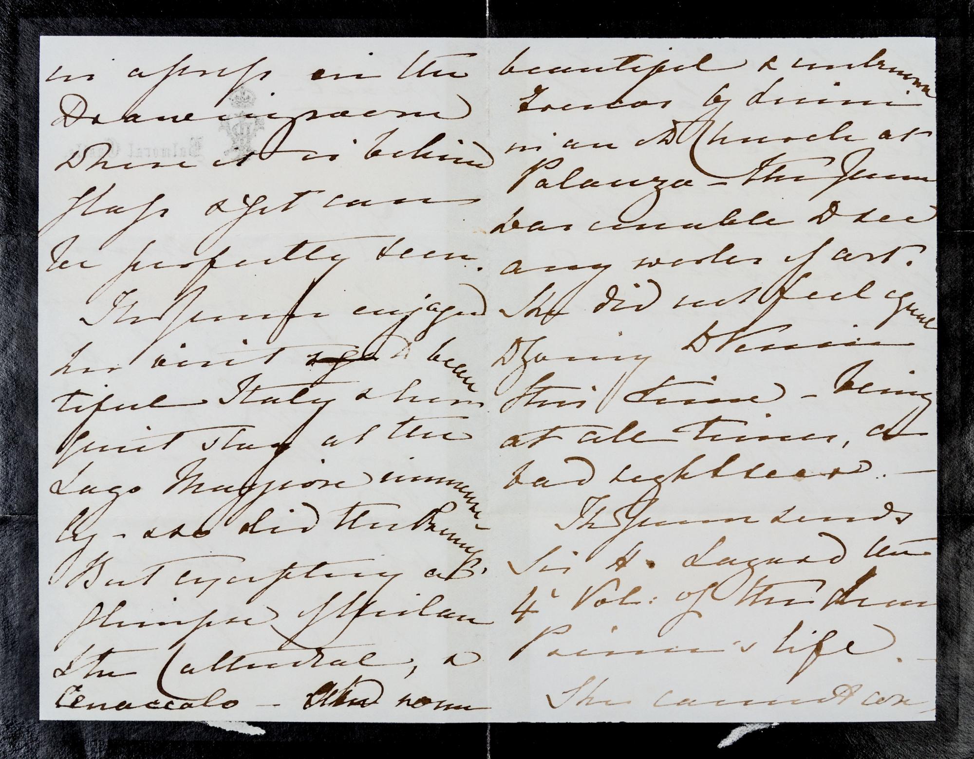 VICTORIA, Queen of England. Autographed letter written in the third person ("The Queen", four times), Balmoral Castle, 11 June 1879.