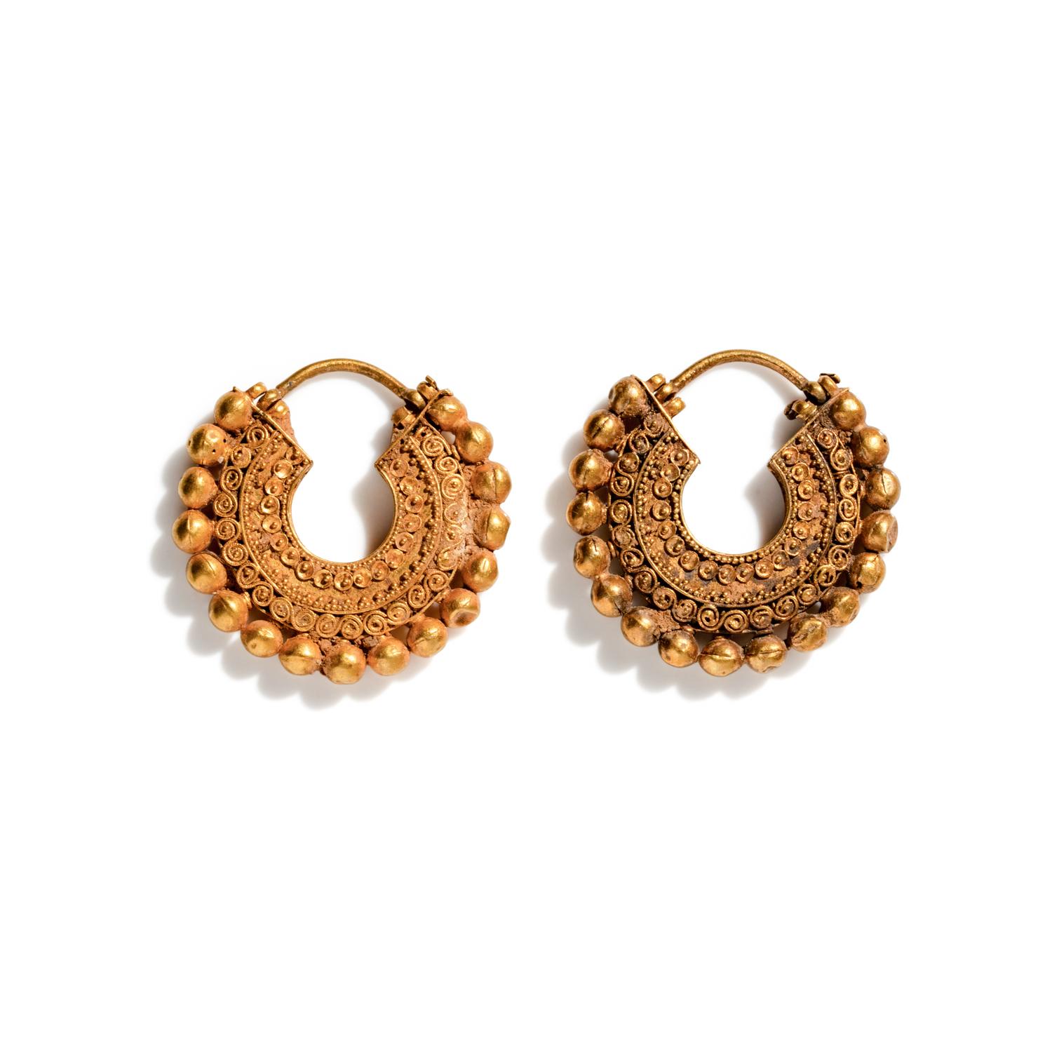 A Pair of Phoenician or Achaemenid Gold Hoop Earrings