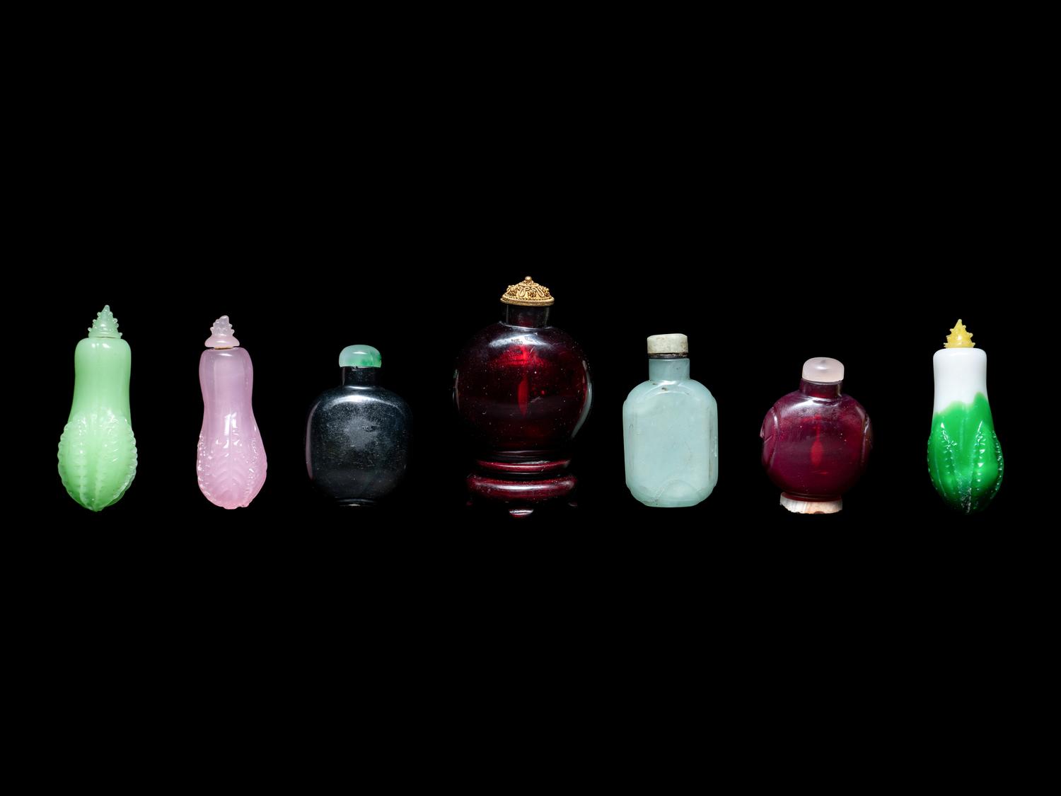 Seven Chinese Glass Snuff Bottles