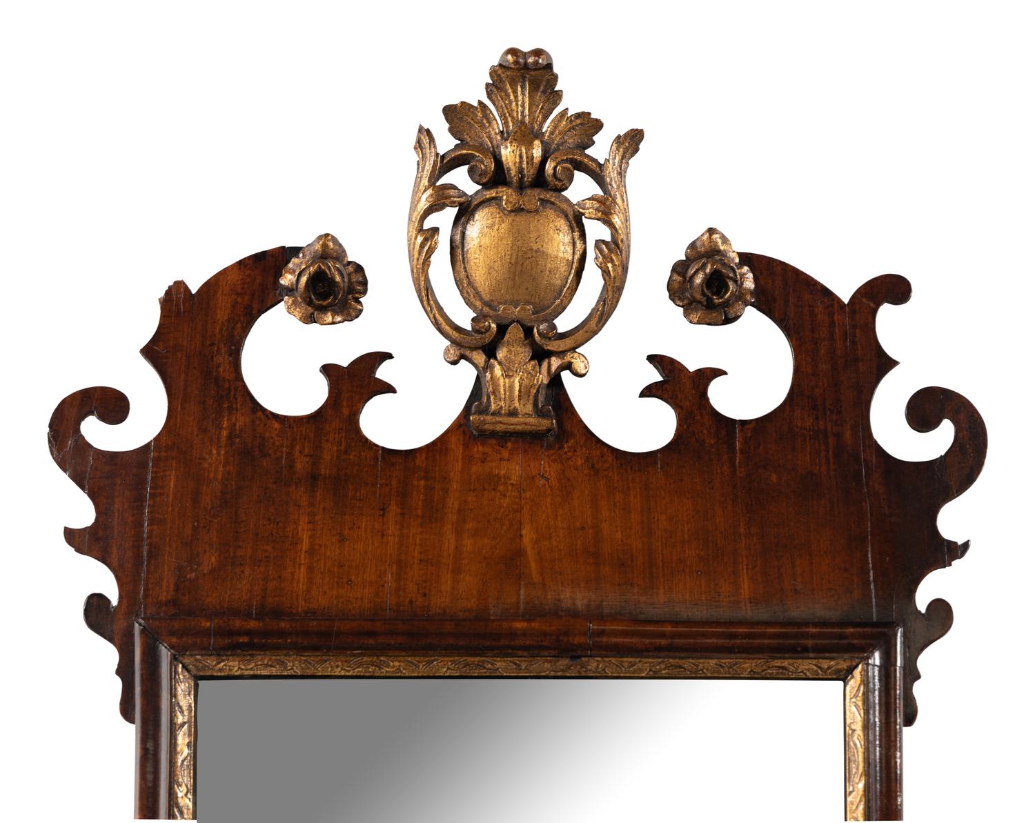 A George III Mahogany and Parcel Gilt Mirror