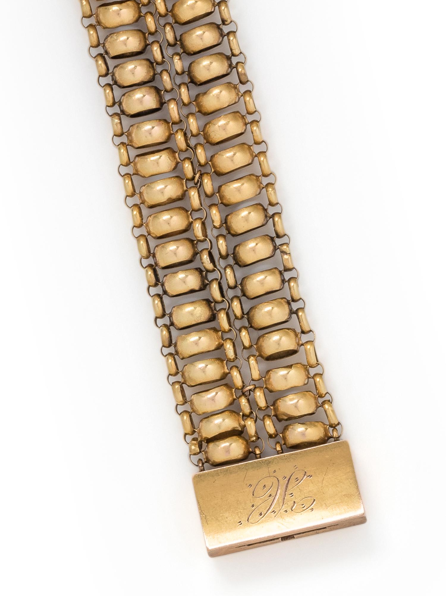 ANTIQUE, YELLOW GOLD AND DIAMOND BRACELET