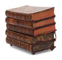 A French Musical Faux Book-Form Decanter Set