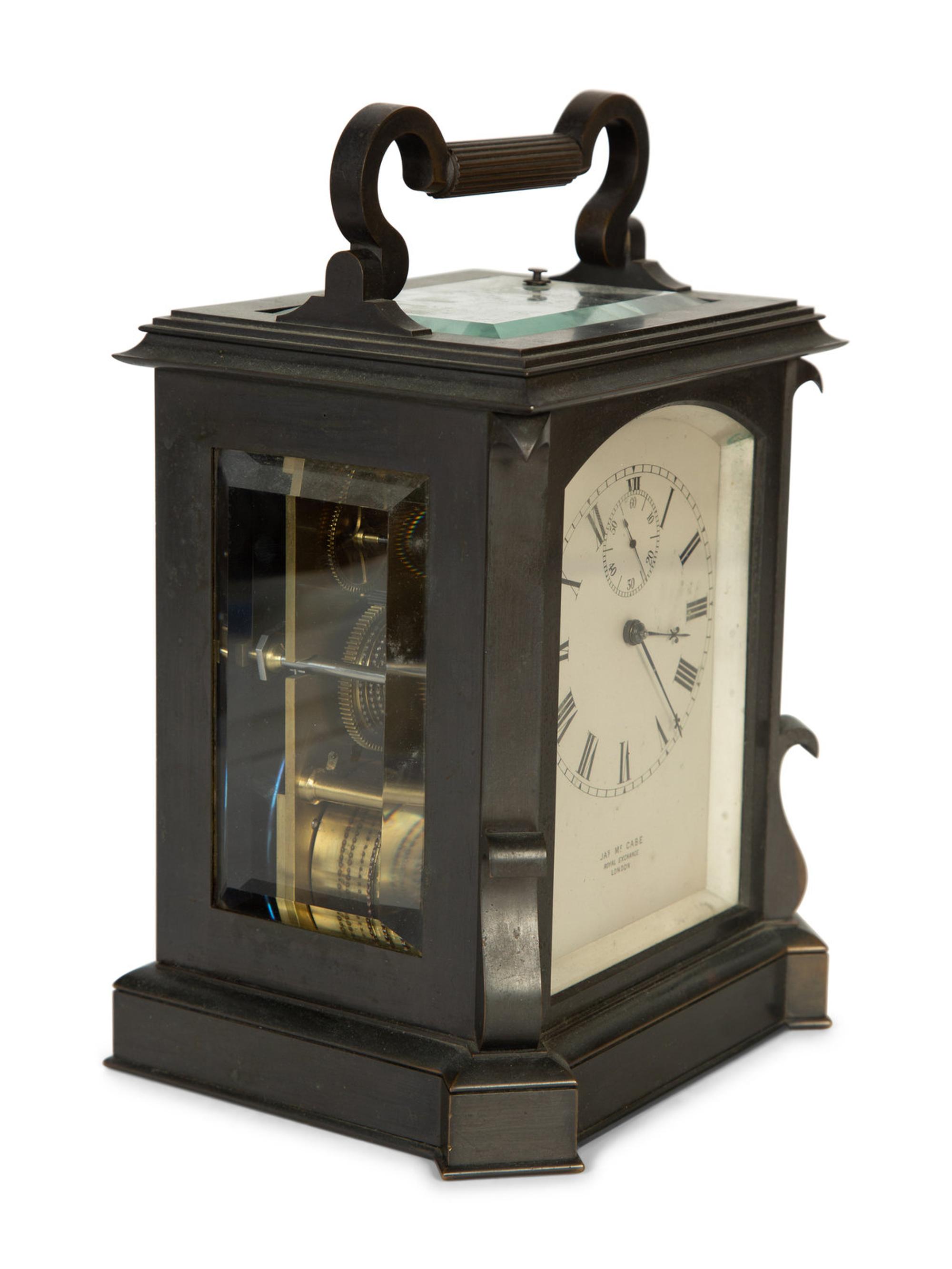 James McCabe, Royal Exchange London, Bronze Carriage Clock — 19th Century