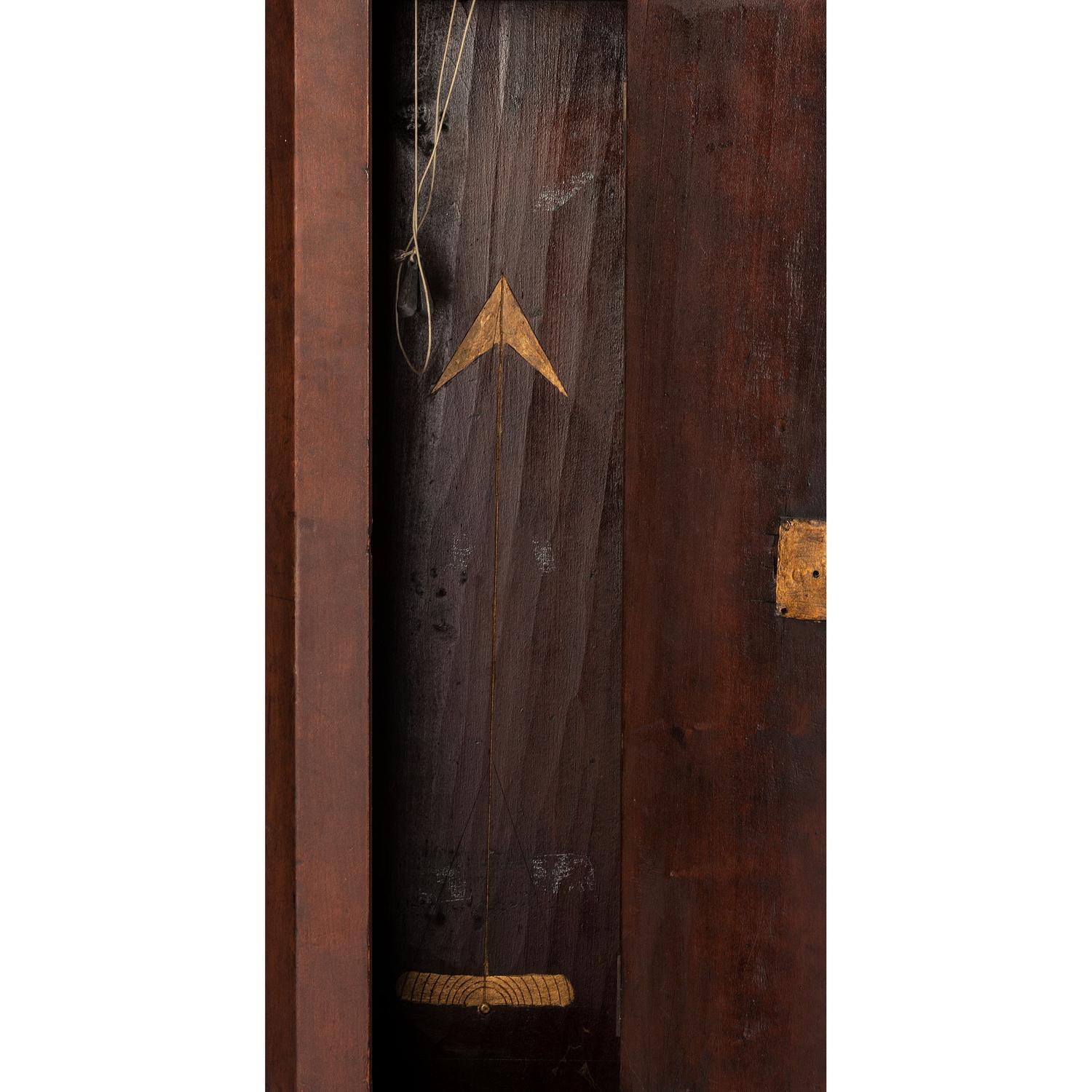 An Ohio Red-Painted Case Clock with Folk Art Eagle Finial