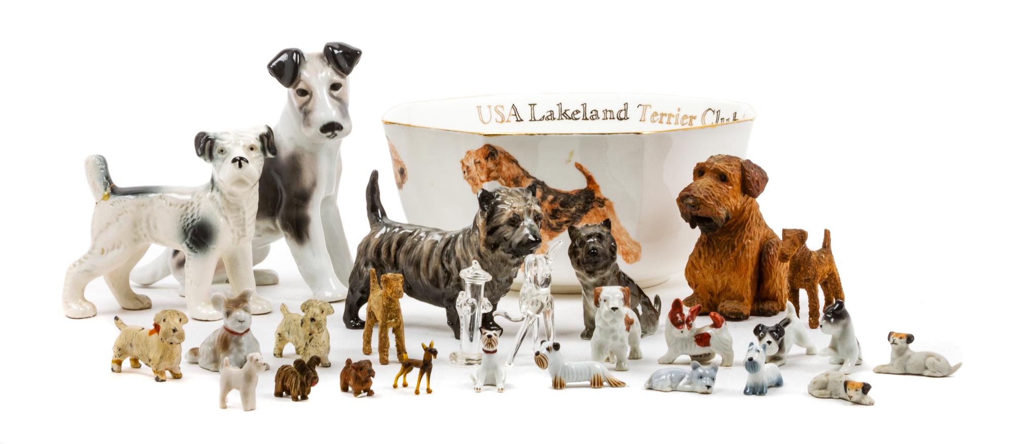 A Group of Twenty-Six Lakeland Terrier Figures Diameter of bowl 8 1/2 inches.
