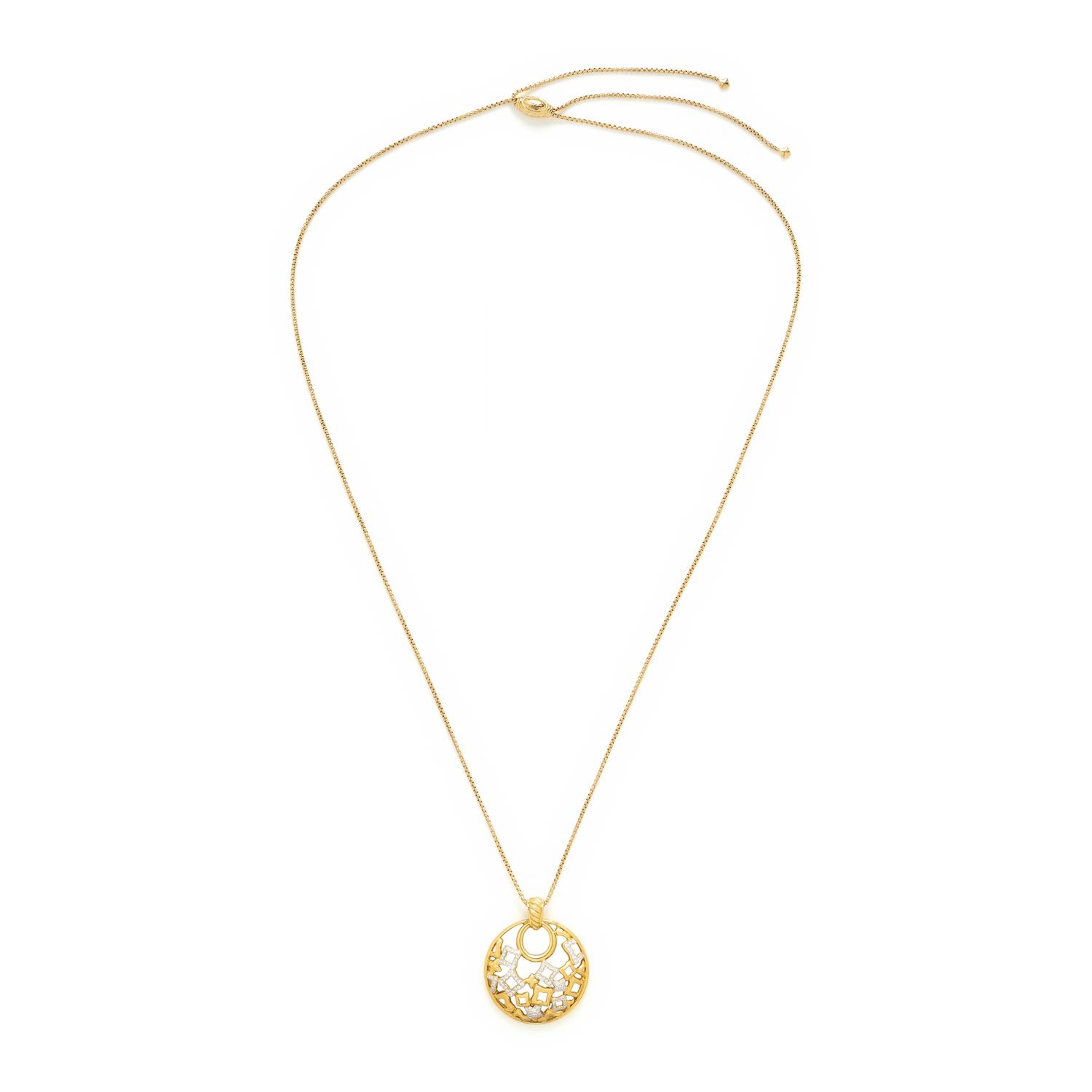 David Yurman, 'Quatrefoil', Yellow Gold and Diamond Pendant Necklace and Earrings