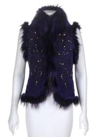 A Roberto Cavalli Royal Purple Suede and Fur Vest, Size 38.