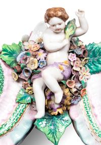A Pair of Continental Porcelain Girandole Mirrors