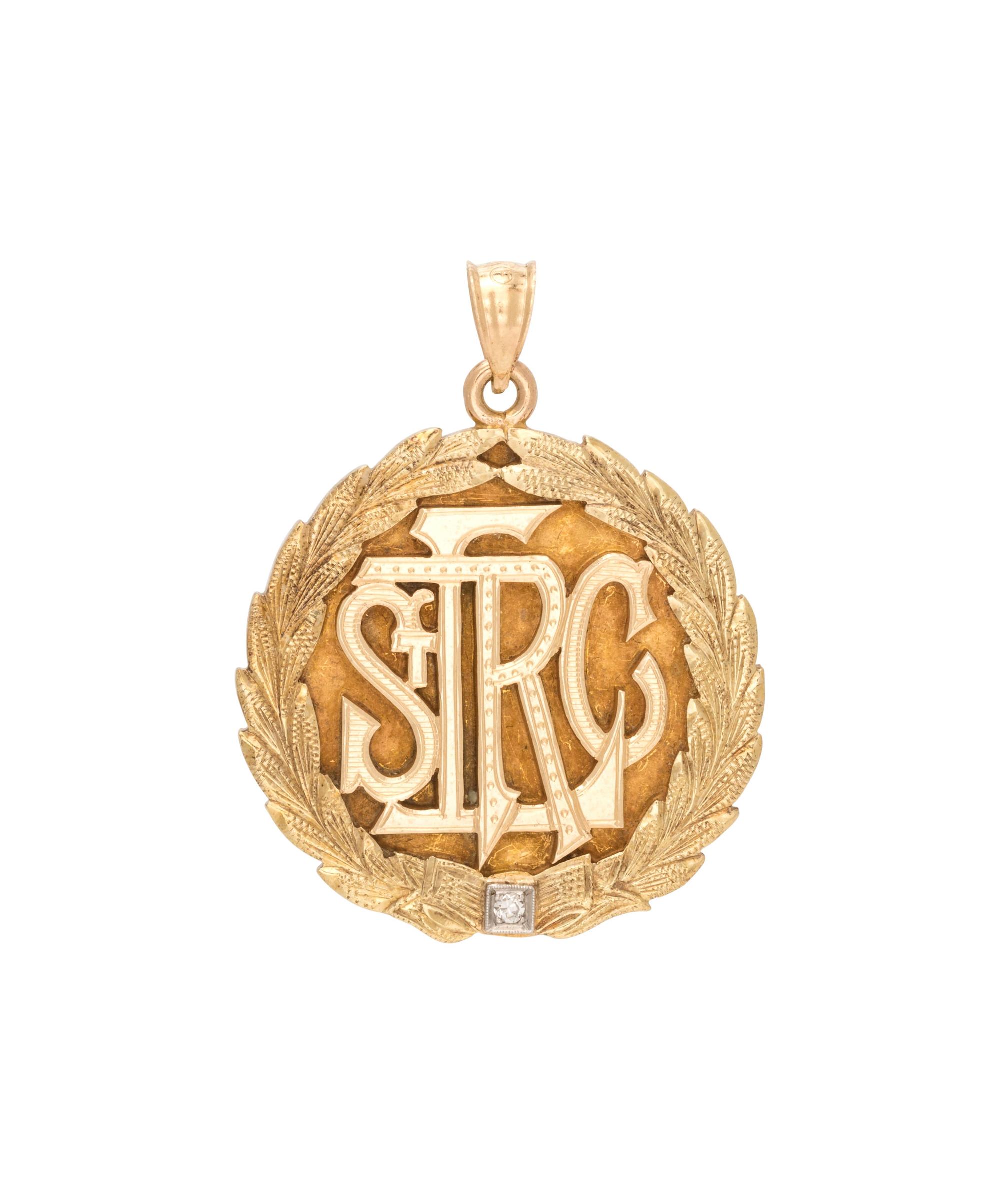 YELLOW GOLD AND DIAMOND ROWING CLUB PENDANT